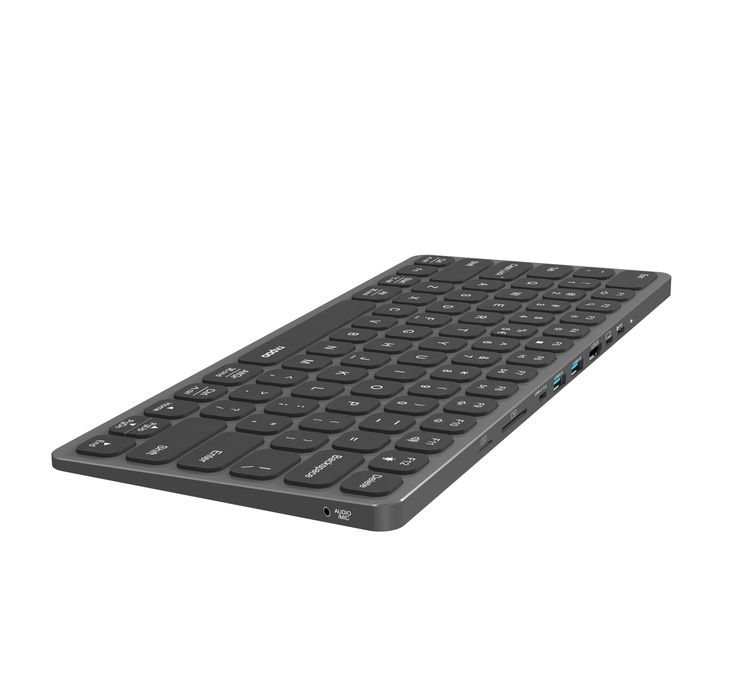 Rapoo Ultra-Slim-Tastatur »UCK-6001 Flache Tastatur mit 8-in-1 USB-C Multiport Adapter, QWERTZ« () Zusatzfunktionen: SD/MicroSD-Slot