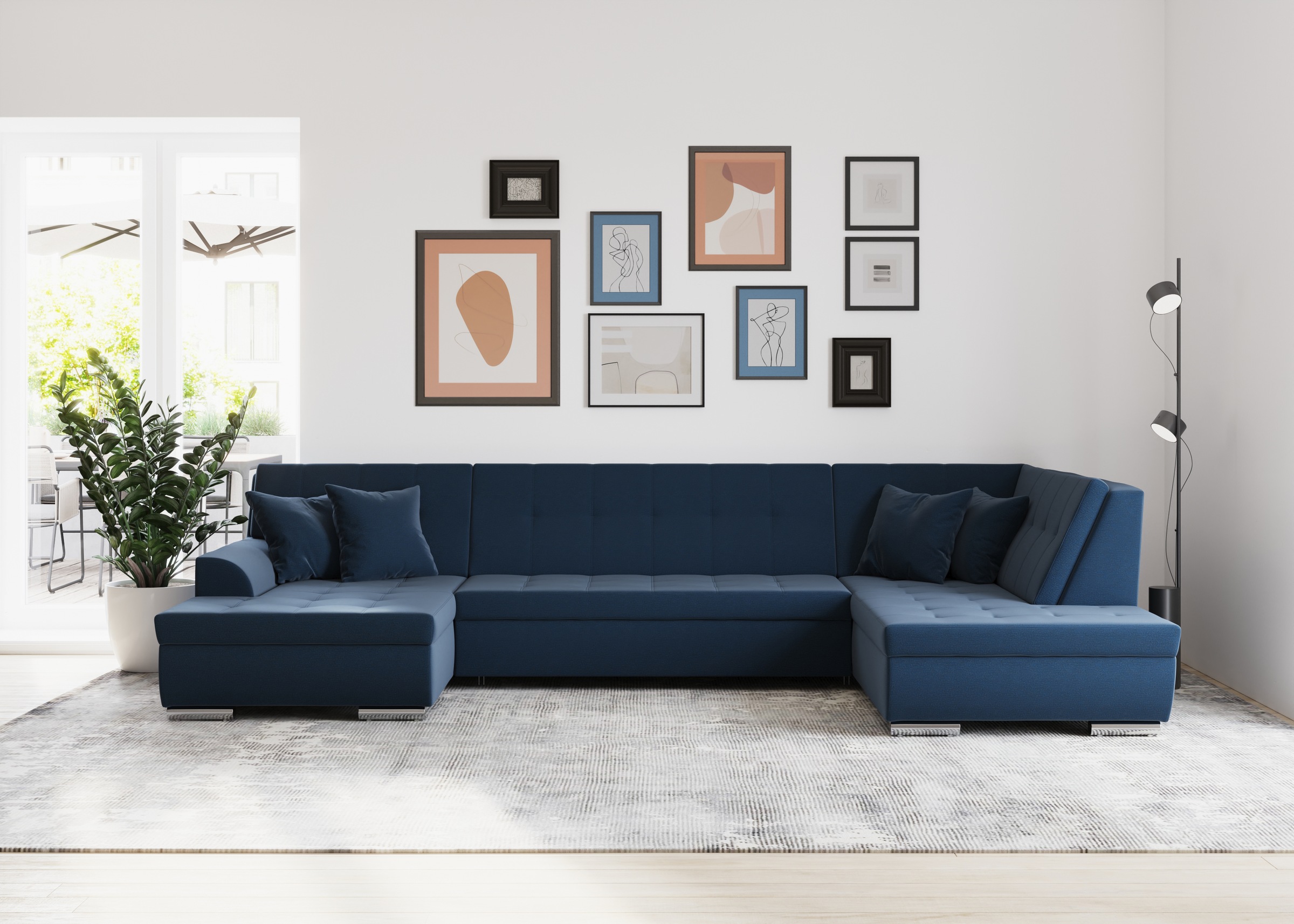 DOMO collection Wohnlandschaft »Treviso incl. Zierkissen, moderne Steppung, günstig online kaufen