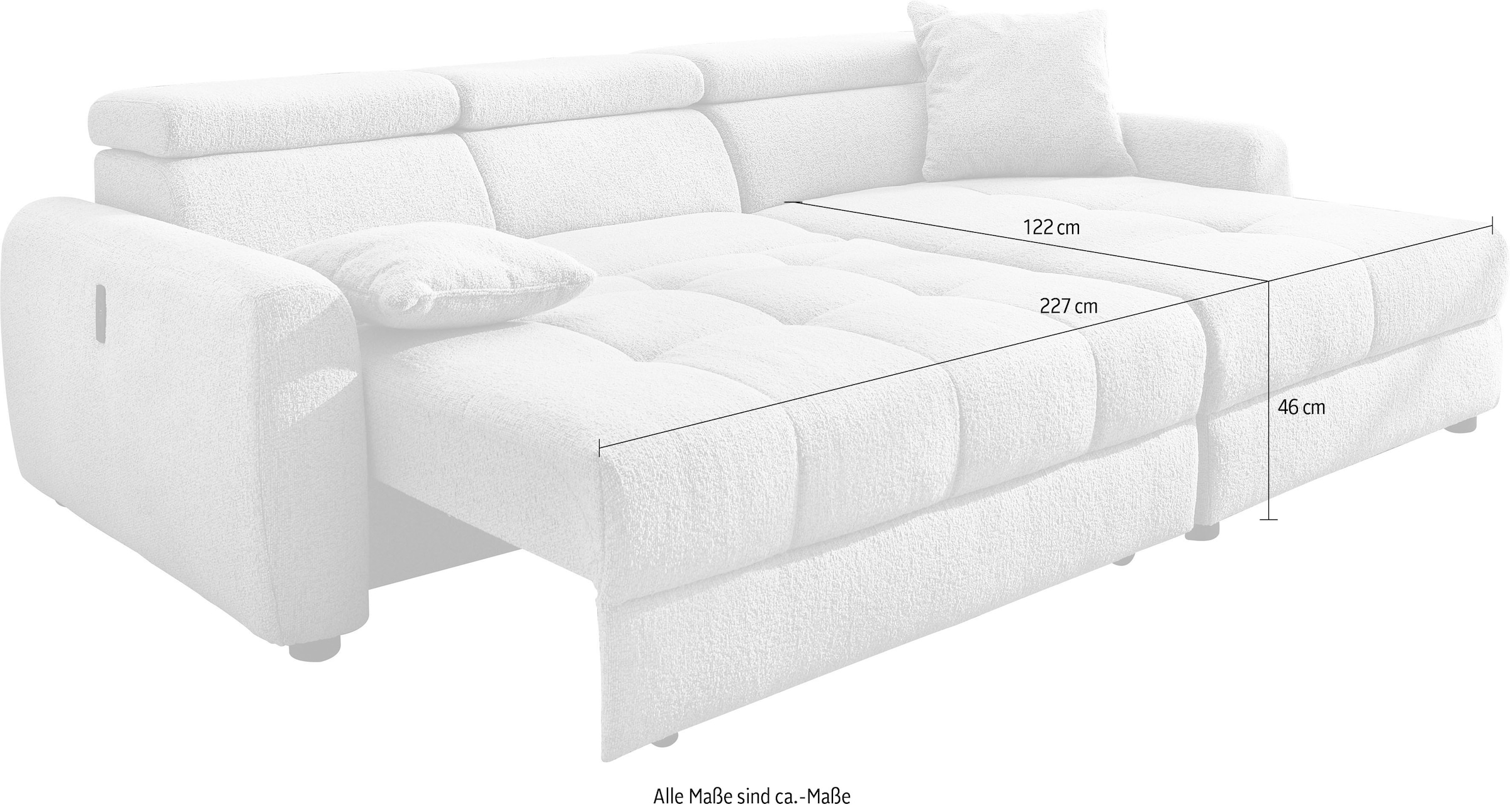 Jockenhöfer Gruppe Ecksofa »Move L-Form, B: 270 cm, mit 60 cm elektr. Sitztiefenverstellung« 140kg Belastbarkeit je Sitz, Kopfteilverstellung & USB-Anschluss