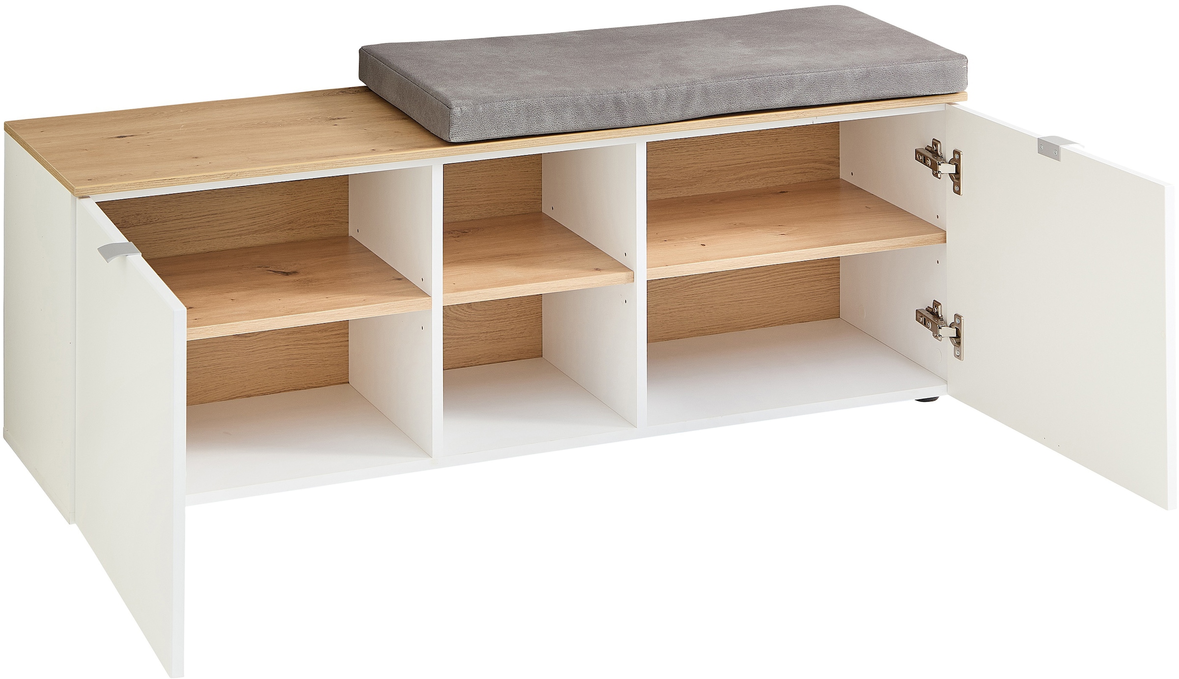 Innostyle Schuhschrank »Bari Schuhbank inkl. Sitzkissen, BxHxT 128x50x38 cm«, (1 St.), 2 türig, 6 Fächer, Softclose, ABS Kantenschutz