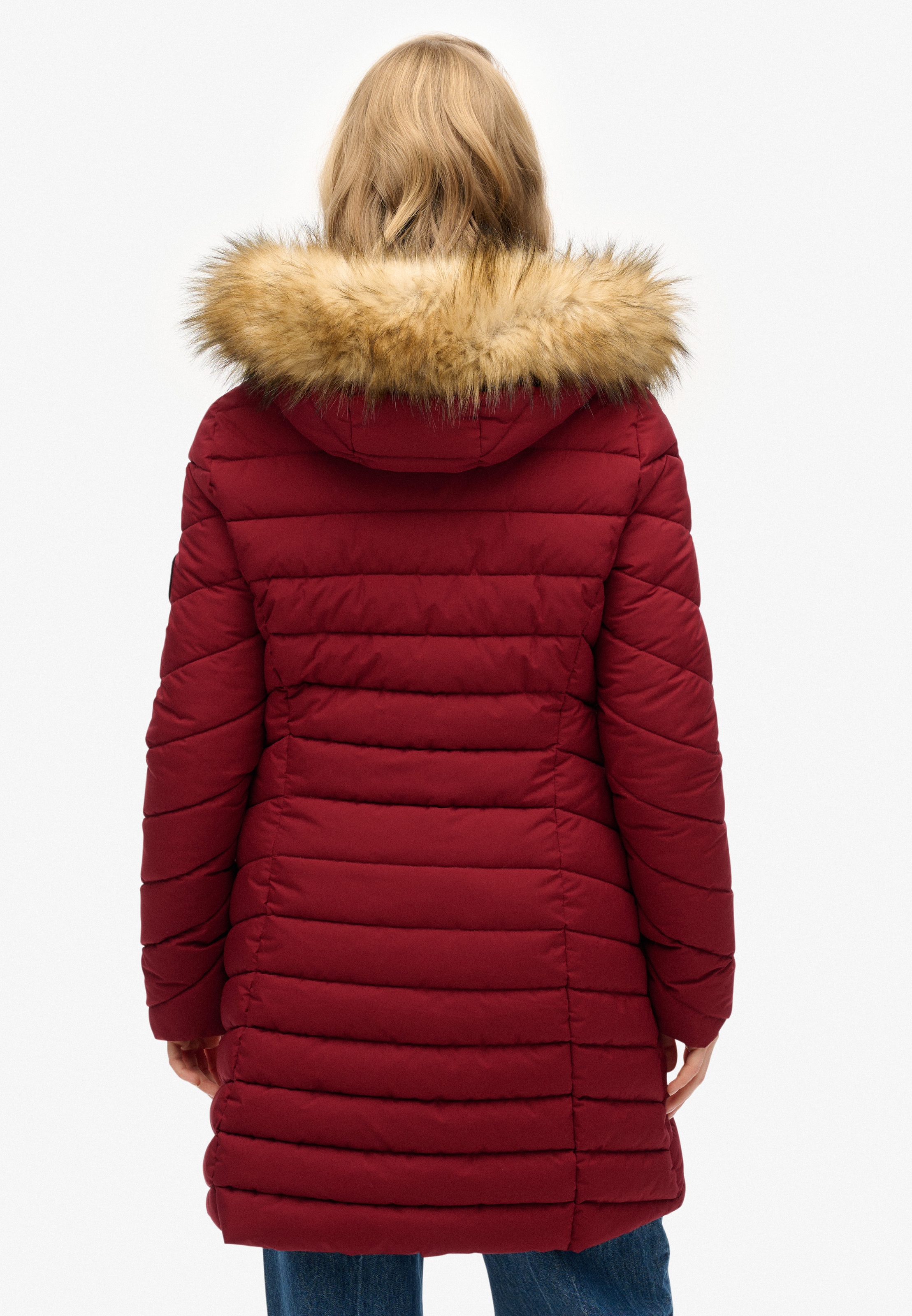 Superdry Steppjacke »FUJI FAUX FUR HOOD MID LENGTH« mit Kapuze