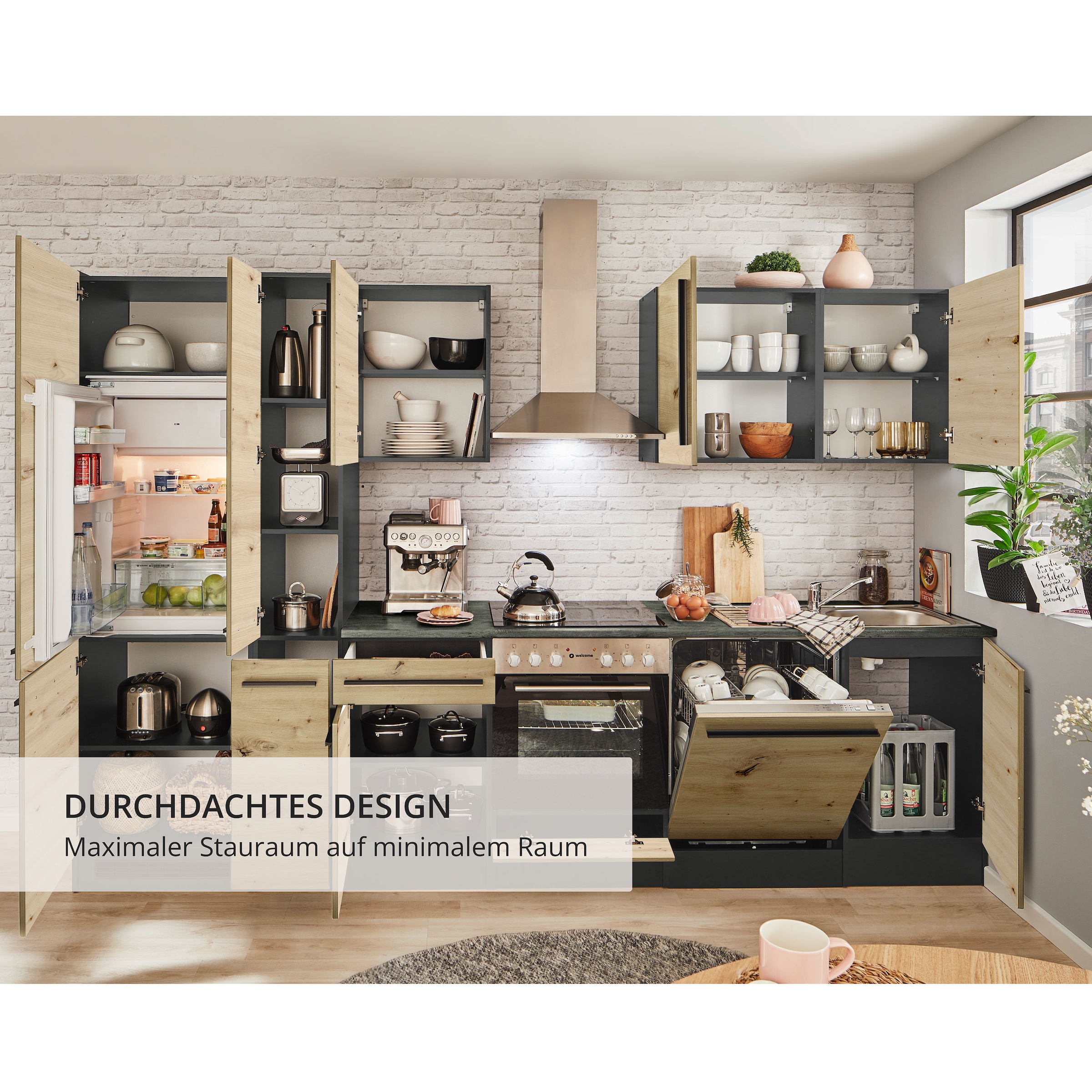 BASIC by Balculina Küchenzeile »Jazz« Breite 310 cm, wahlweise mit E-Geräten