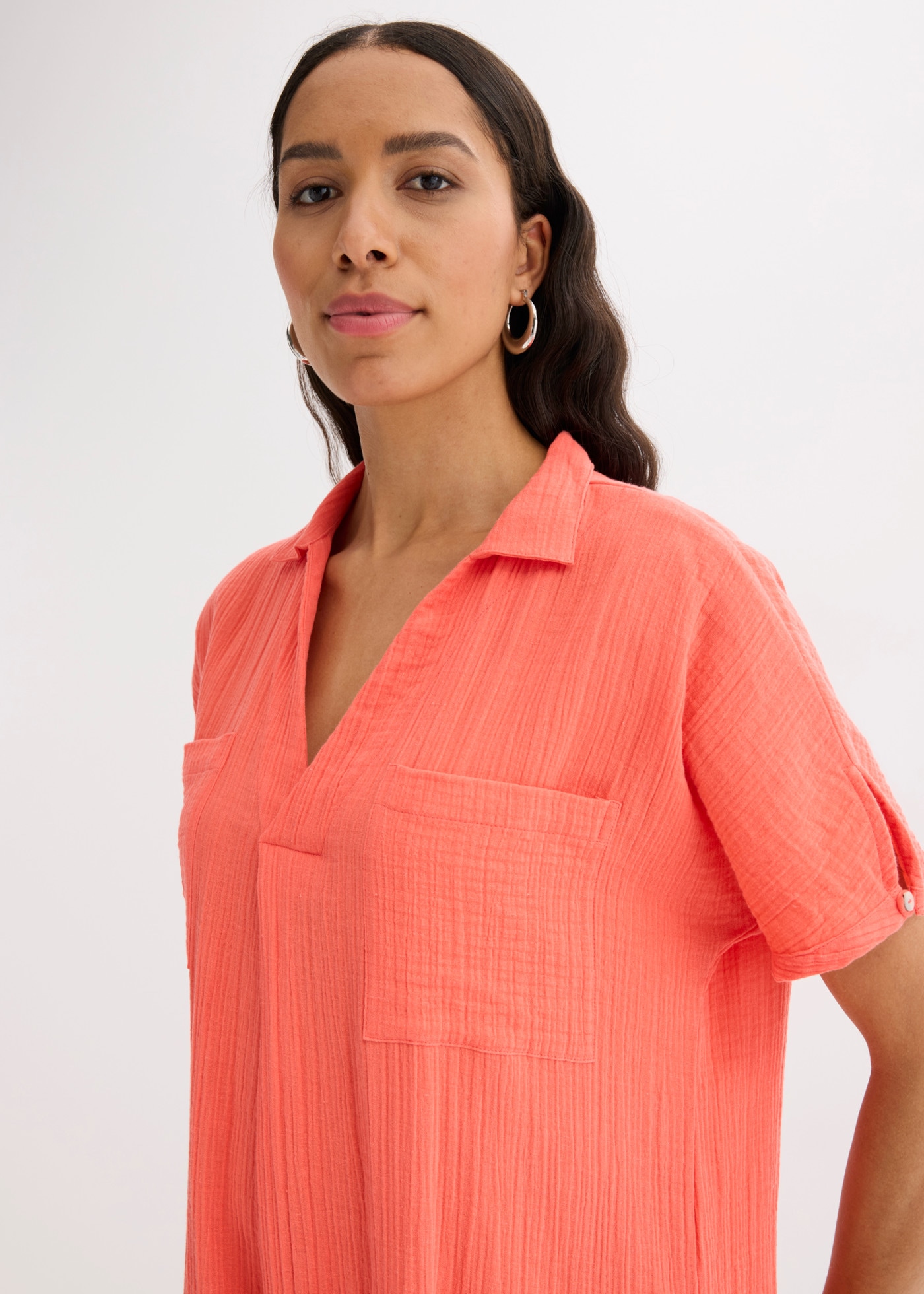 bonprix Tunikakleid Oversize-Passform, Kaftan-Schnitt, Kimonoärmel, aus Baumwolle