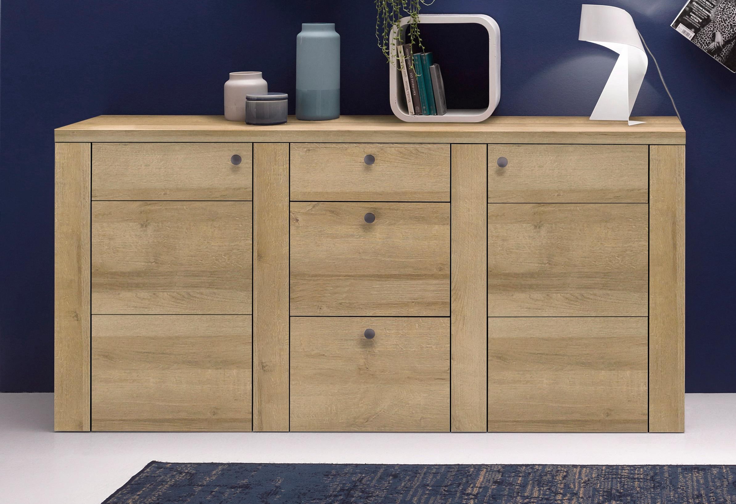 Home affaire Sideboard »Larona, zeitlose Kommode mit 2 Türen, 3 Schubkästen, Türkommode,«, Höhe 84 cm, viel Stauraum, Anrichte mit dekorativer Rahmenoptik
