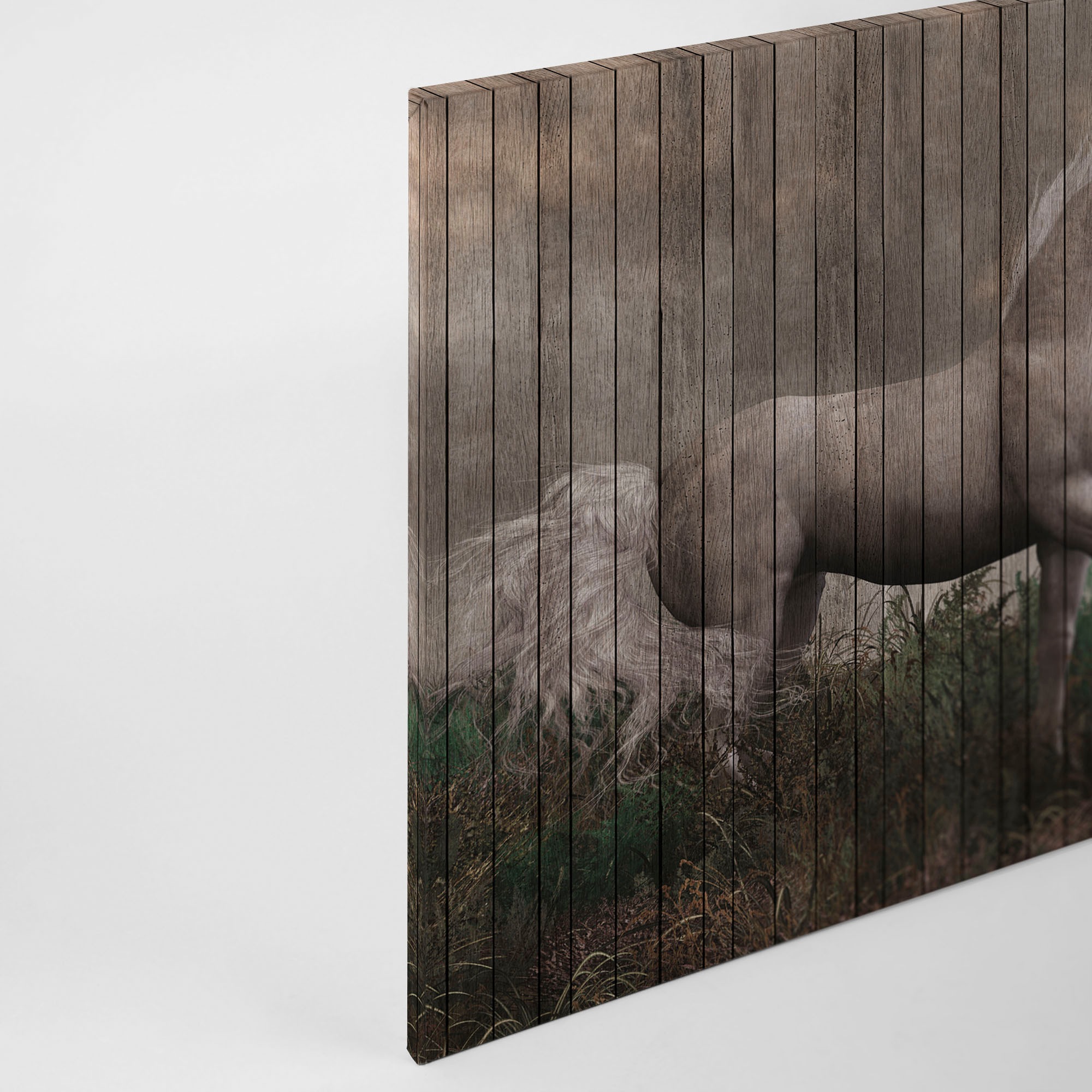 A.S. Création Leinwandbild »fantasy 3«, Kunst-Tiere-Kinder, (1 St.), Keilrahmen Bild Holzoptik Einhorn Leinwand-Bild Wohnzimmer modern Wand
