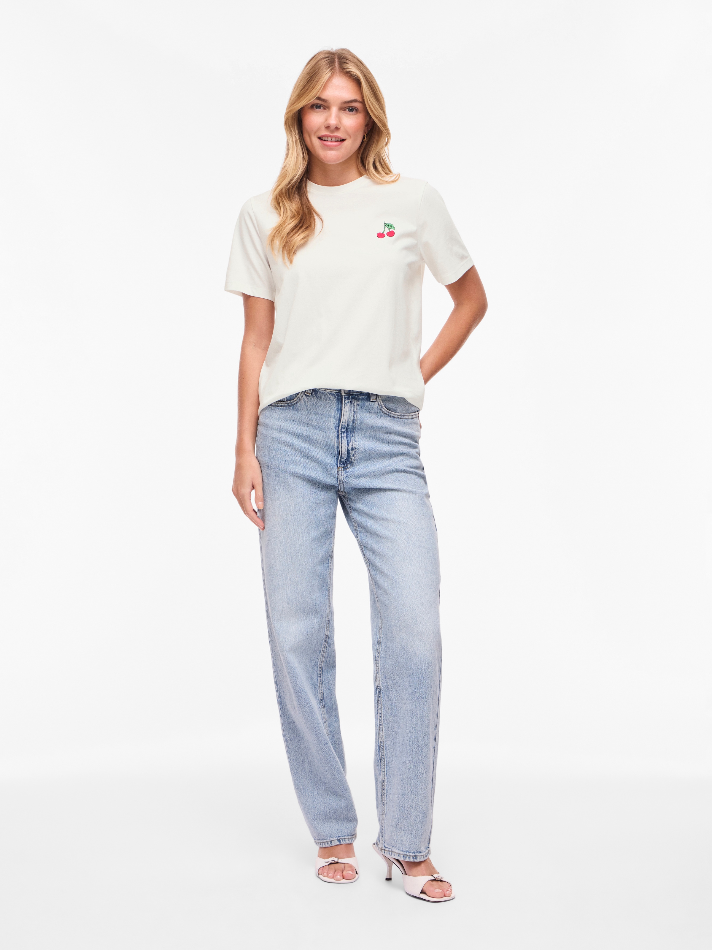 Vila Kurzarmshirt »VISYBILLA CHERRY O-NECK S/S TOP/PB/LC«