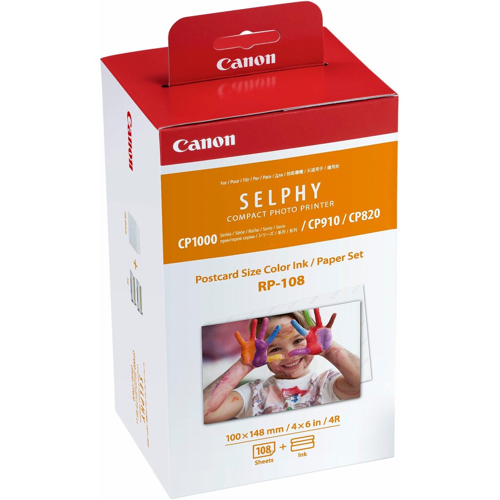 Canon Nachfülltinte »RP-108 und Papier-Set (108 Stck.)«, für Canon SELPHY CP1000, CP1200, CP1200 Battery Pack Bundle, CP1200 Card Print Kit, CP910, CP910 Printing Kit, (Set)