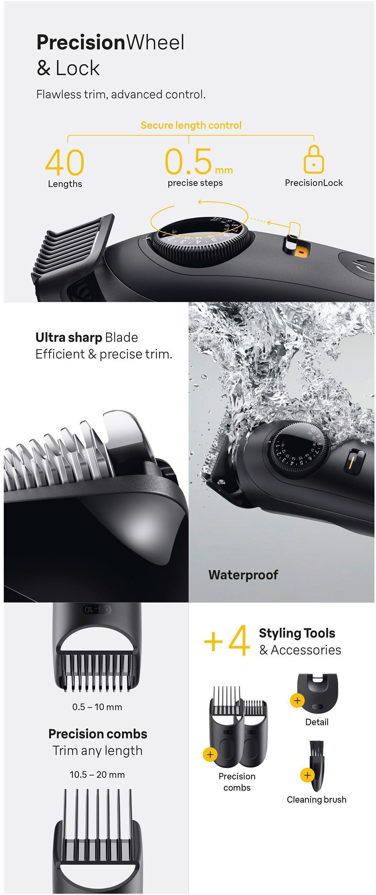 Braun Haarschneider »Barttrimmer BT5520«, ultrascharfe Klinge, 120 Min Akkulaufzeit, 40 Längeneinstellungen