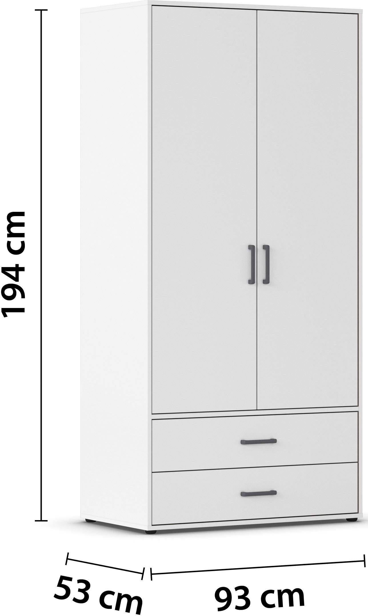 rauch Kleiderschrank »Drehtürenschrank Schrank Garderobe Wäscheschrank VOYAGER« in 3 verschiedenen Ausstattungen BASIC/CLASSIC/PREMIUM,  mit 2 modernen Griffvarianten, mit Außenschubladen MADE IN GERMANY