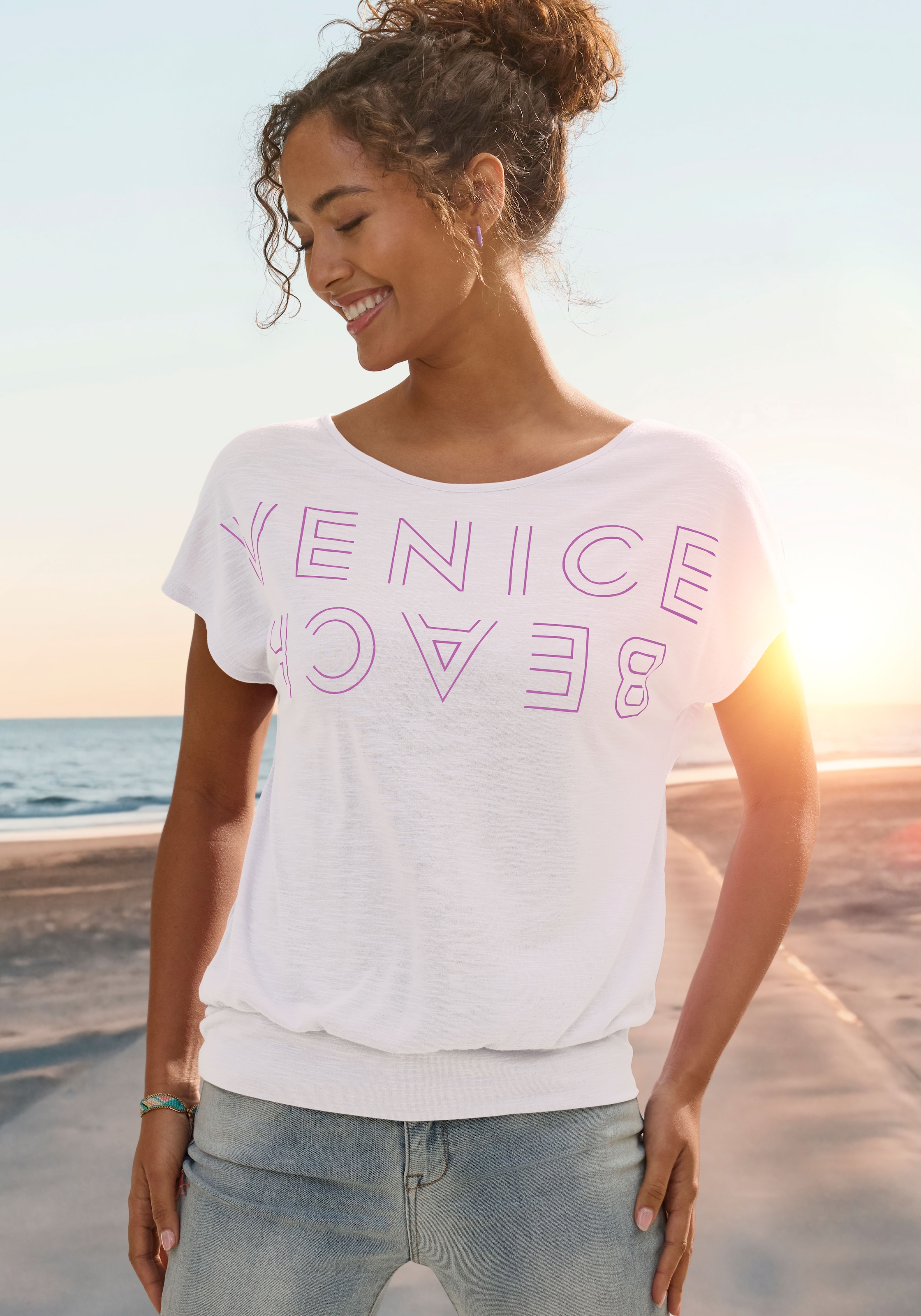 Venice Beach Rundhalsshirt mit Logoprint, T-Shirt, sommerlich-sportlicher Look