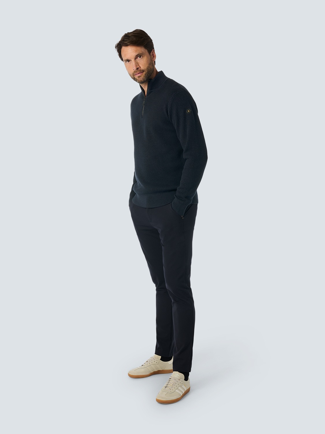 NO EXCESS Rollkragenpullover »No Excess Halber Reißverschluss Pullover Melange«