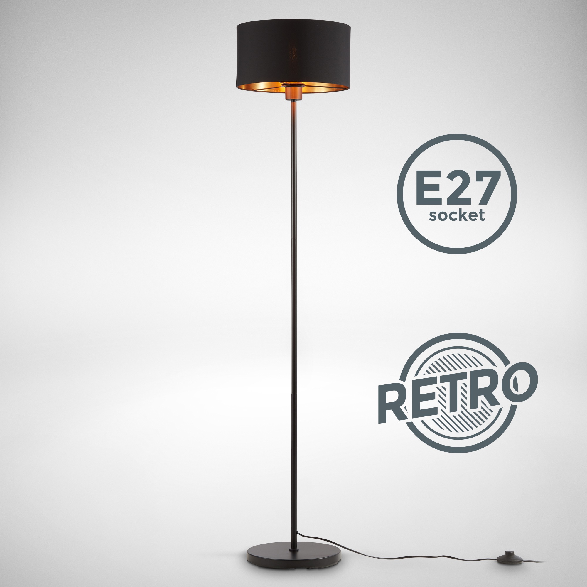 B.K.Licht Stehlampe »BKL1417 Stehleuchte Vintage, mit Fußtaster, Lampenschi günstig online kaufen