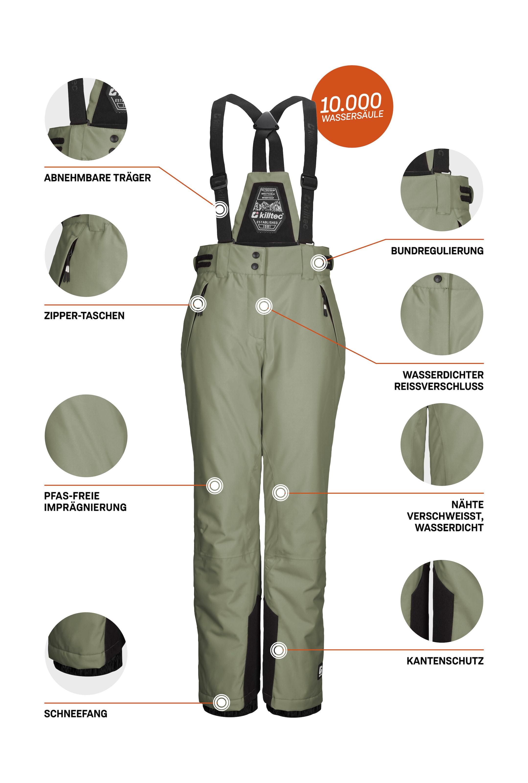 Killtec Skihose »KSW 213 GRLS SKI PNTS«, Wasserdichte, atmungsaktive Skihose mit verstellbarer Taille