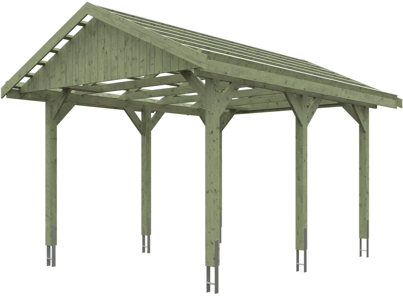 Skanholz Einzelcarport »Wallgau«, Nadelholz, 291 cm, Grün, mit Dachlattung