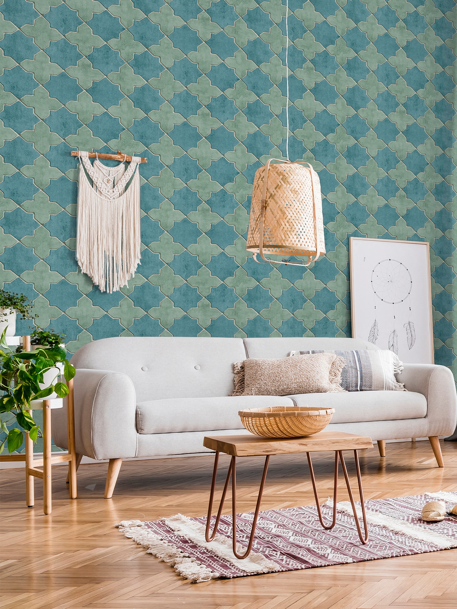 living walls Vliestapete »New Walls Finca Home in Fliesen Optik«, grafisch-geometrisch-gemustert, Tapete Geometrisch Tapeten Wohnzimmer Schlafzimmer Küche Design Optik