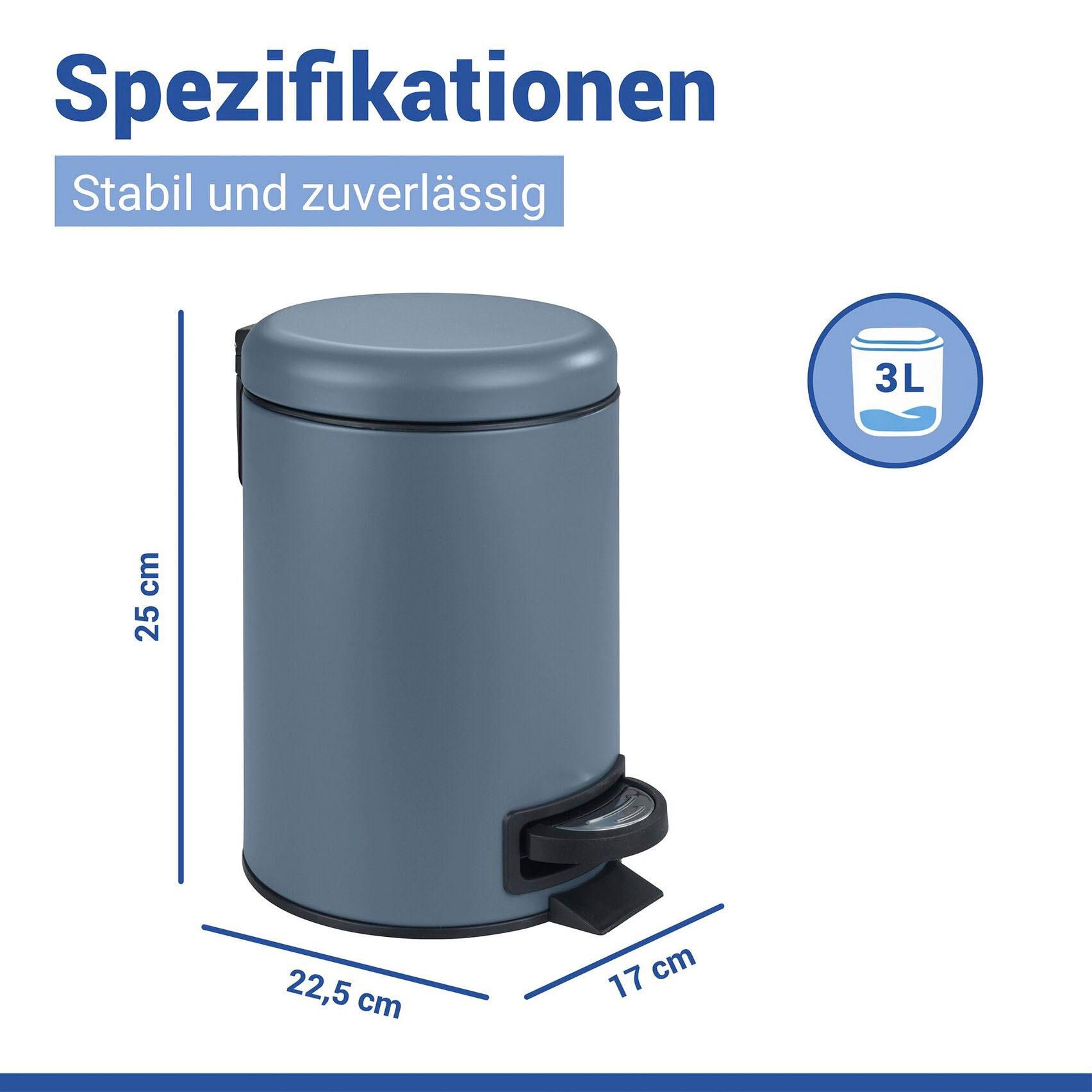 WENKO Kosmetikeimer »Leman« 3 Liter, BxTxH: 17x22,5x25 cm