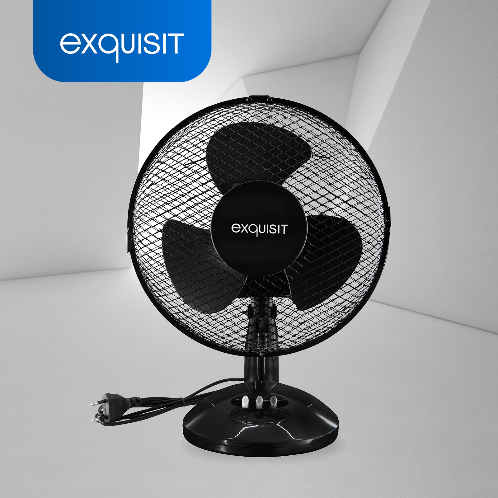 exquisit Tischventilator »VT 35083 sw«, Ø 40 cm, inkl. Oszillation & 50 W Leistung