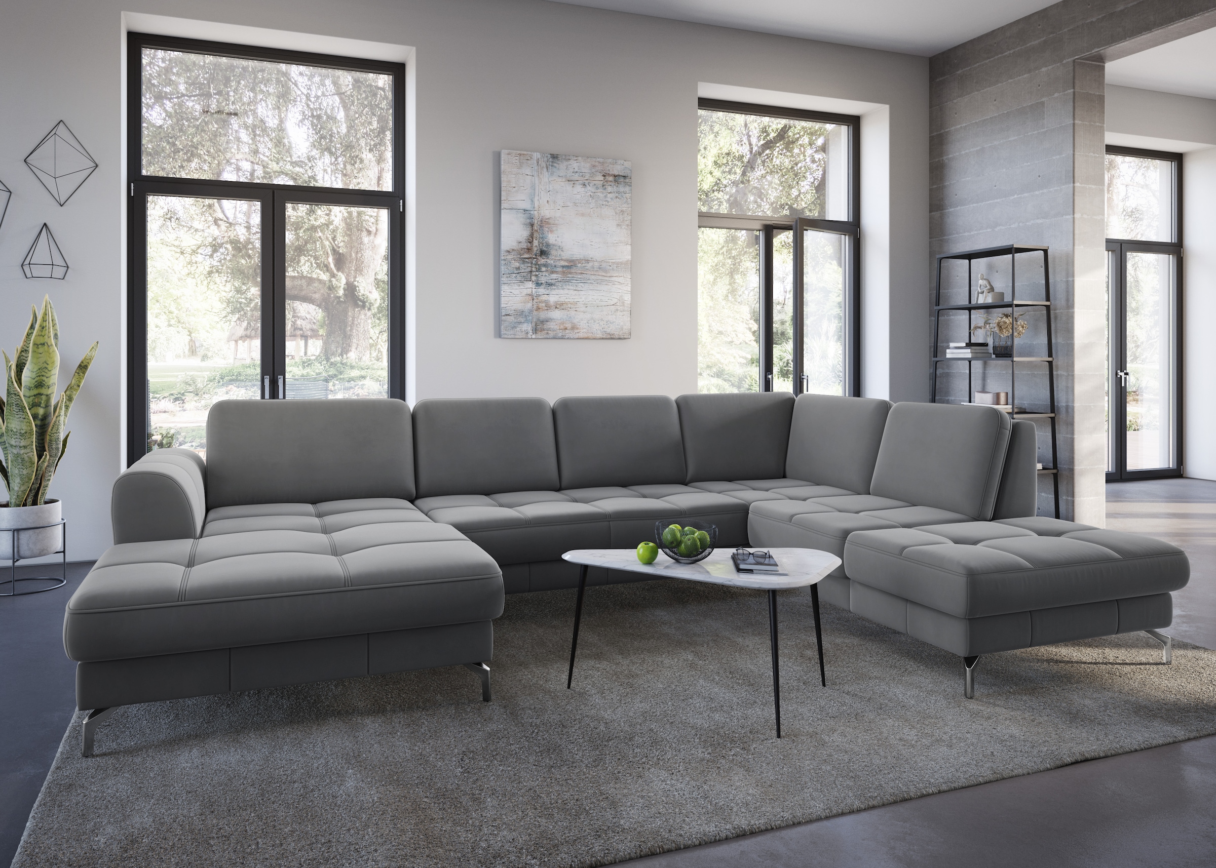 sit&more Wohnlandschaft »Bendigo U-Form«, inklusive Sitztiefenverstellung, Bodenfreiheit 12 cm, in 2 Fußfarben