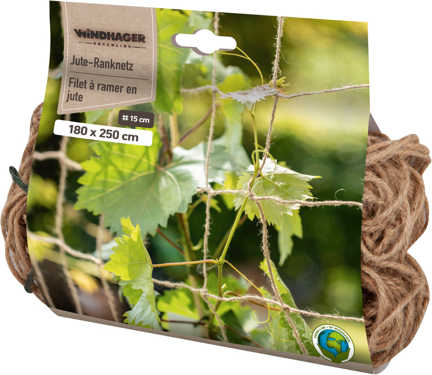 Windhager Rankhilfe »Jute Ranknetz Greenline« Maschenweite 15 cm, Kletternetz ideal für Gemüse, 180 x 250 cm, grün