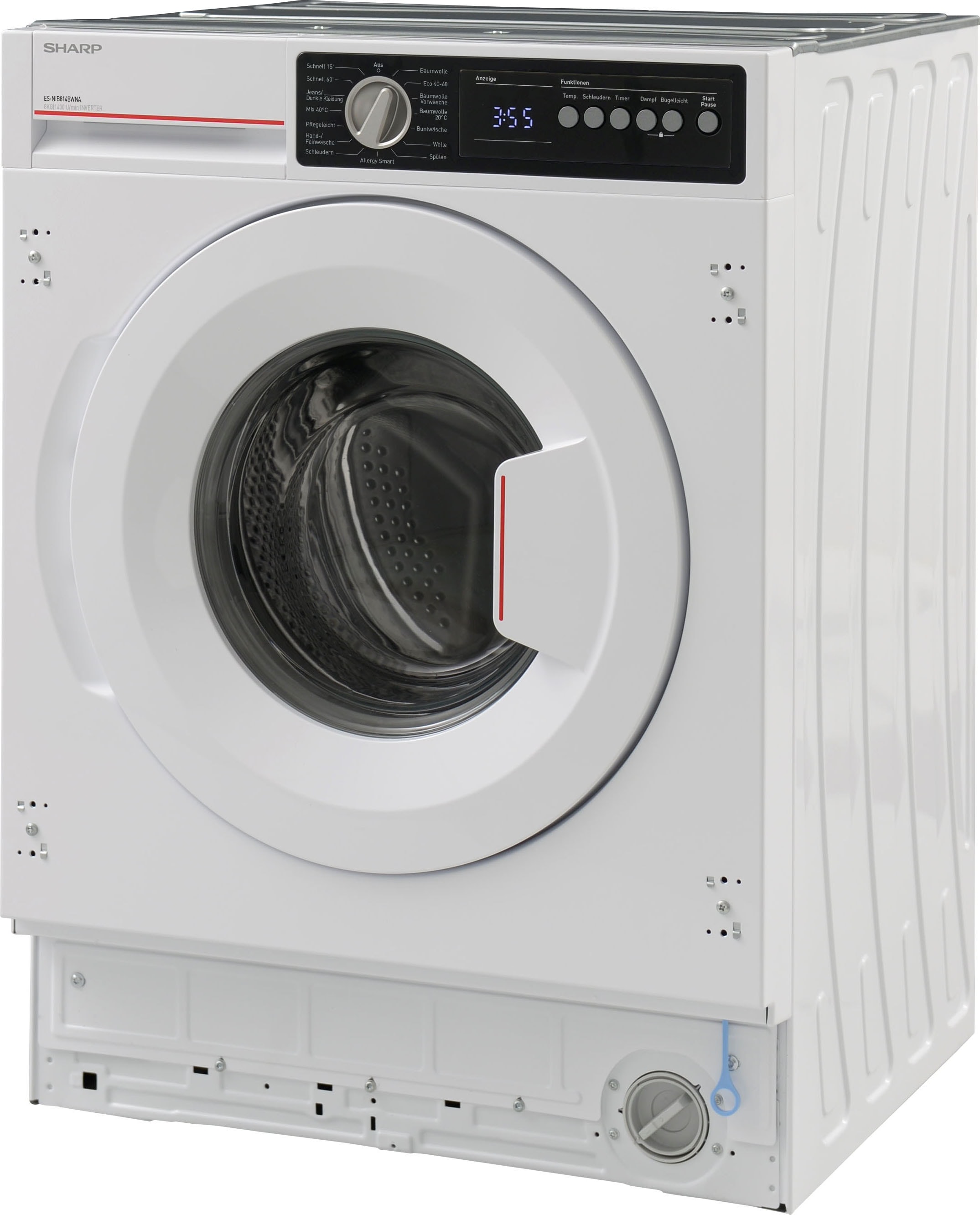 Sharp Einbauwaschmaschine »ES-NIB814BWNA-DE«, ES-NIB814BWNA-DE, 8 kg, 1400 U/min