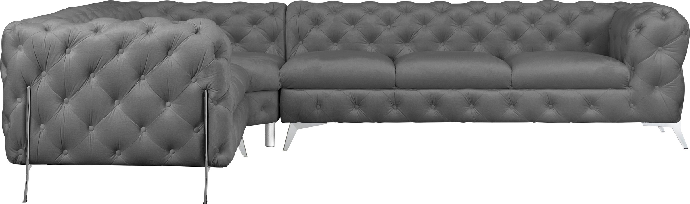 Leonique Chesterfield-Sofa »Amaury L-Form«, großes Ecksofa, Chesterfield-Optik, Breite 323 cm, Fußfarbe wählbar