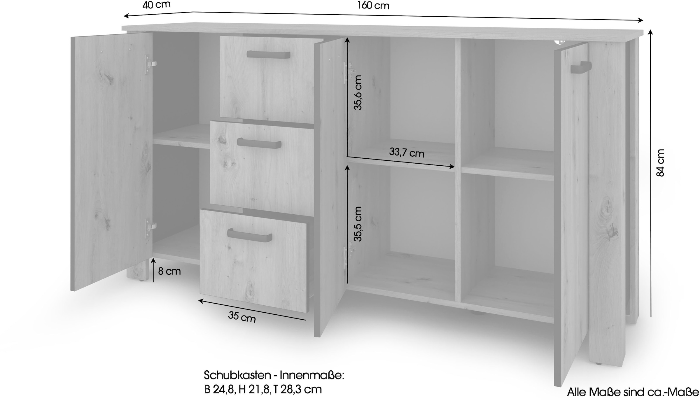 byLIVING Sideboard »Faro« 1 Stk. tlg. moderne Kommode in verschiedenen Farben verfügbar, 160cm.