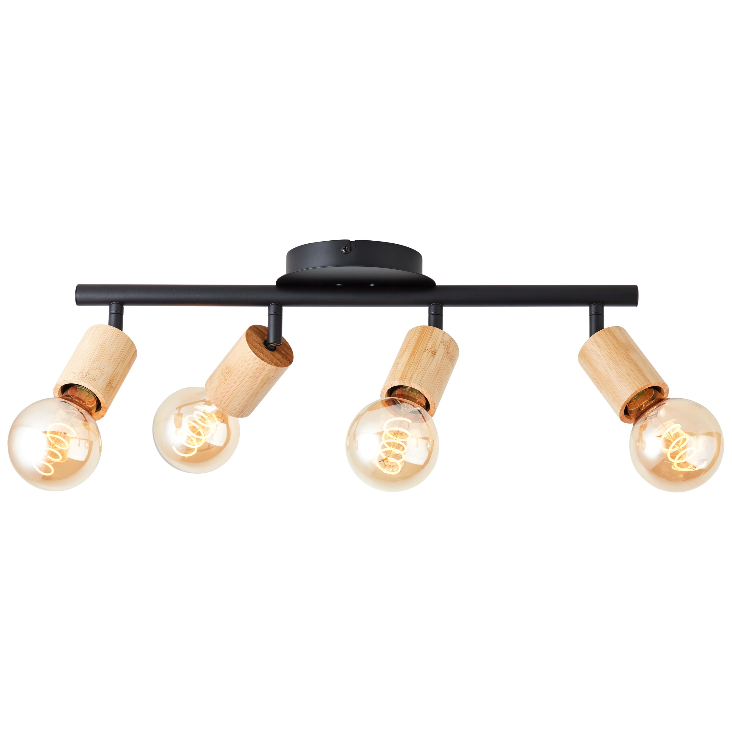 Brilliant Deckenstrahler »Tiffany«, 4 flammig, Leuchtmittel E27 | ohne Leuchtmittel, Deckenstrahler, 12 x 49 x 14 cm, E27, schwenkbar, Metall/Holz, schwarz