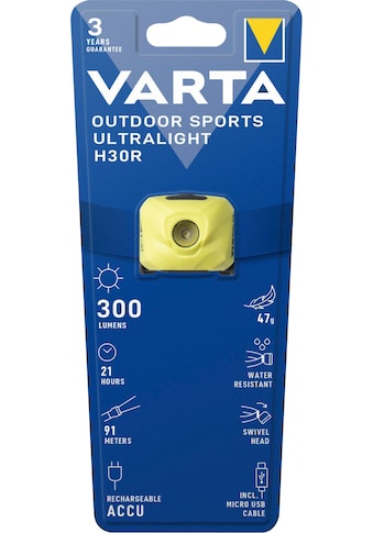 Kopflampe »Outdoor Sports Ultralight H30R«, (Packung, 1 St.), in limonen grün, leicht...
