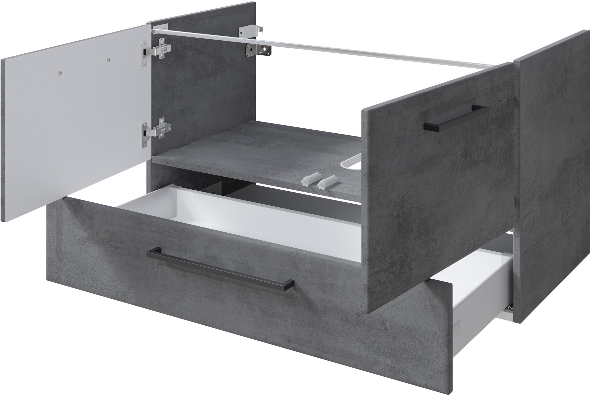 Saphir Badmöbel-Set »Quickset 945 3-teilig, Keramik-Waschtisch mit LED-Spiegelschrank«, (4 St.), Unterschrank, 6 Türen, 3 Schubladen, 8 Einlegeböden, inkl. Türdämpfer
