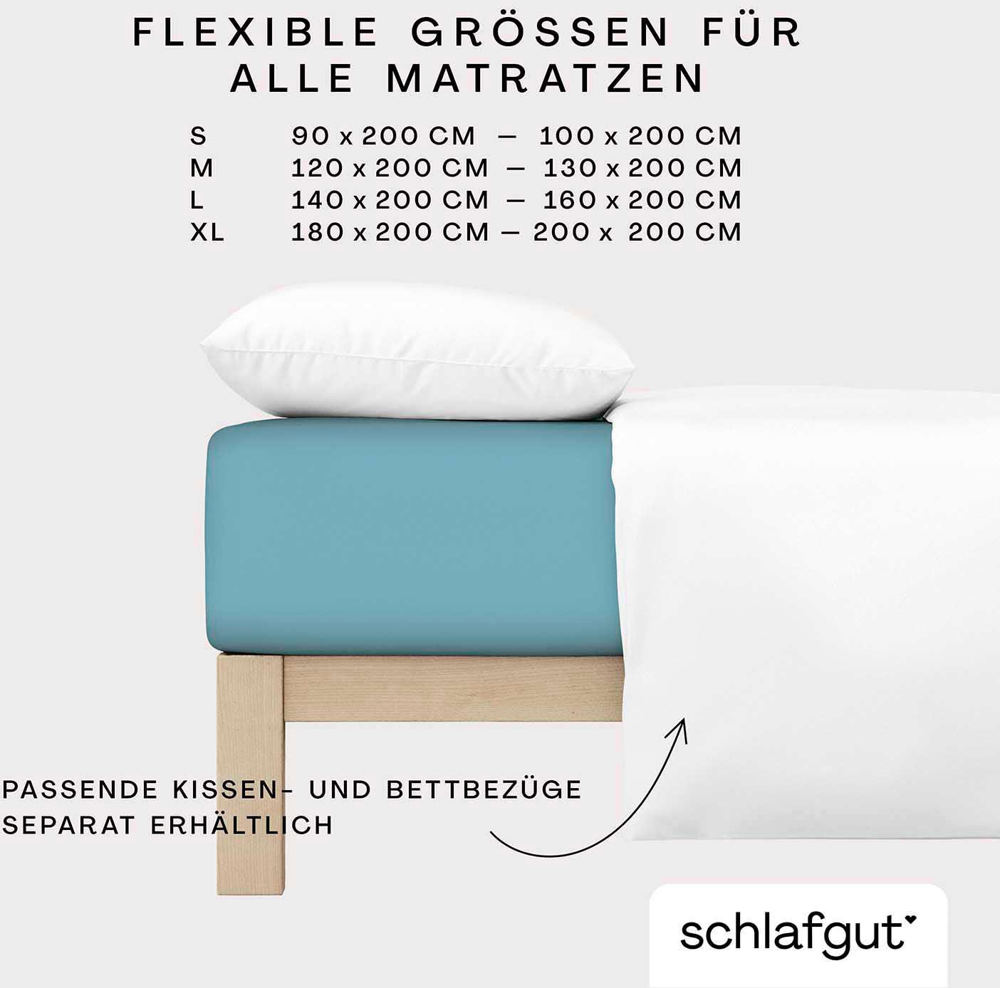 Schlafgut Spannbettlaken »CASUAL u.a. in Gr. 90x200, 140x200 oder 180x200 cm, 100% Bio-Baumwolle«, Bettlaken für Matratzen bis 25 cm Höhe, zuverlässig, langlebig, weich