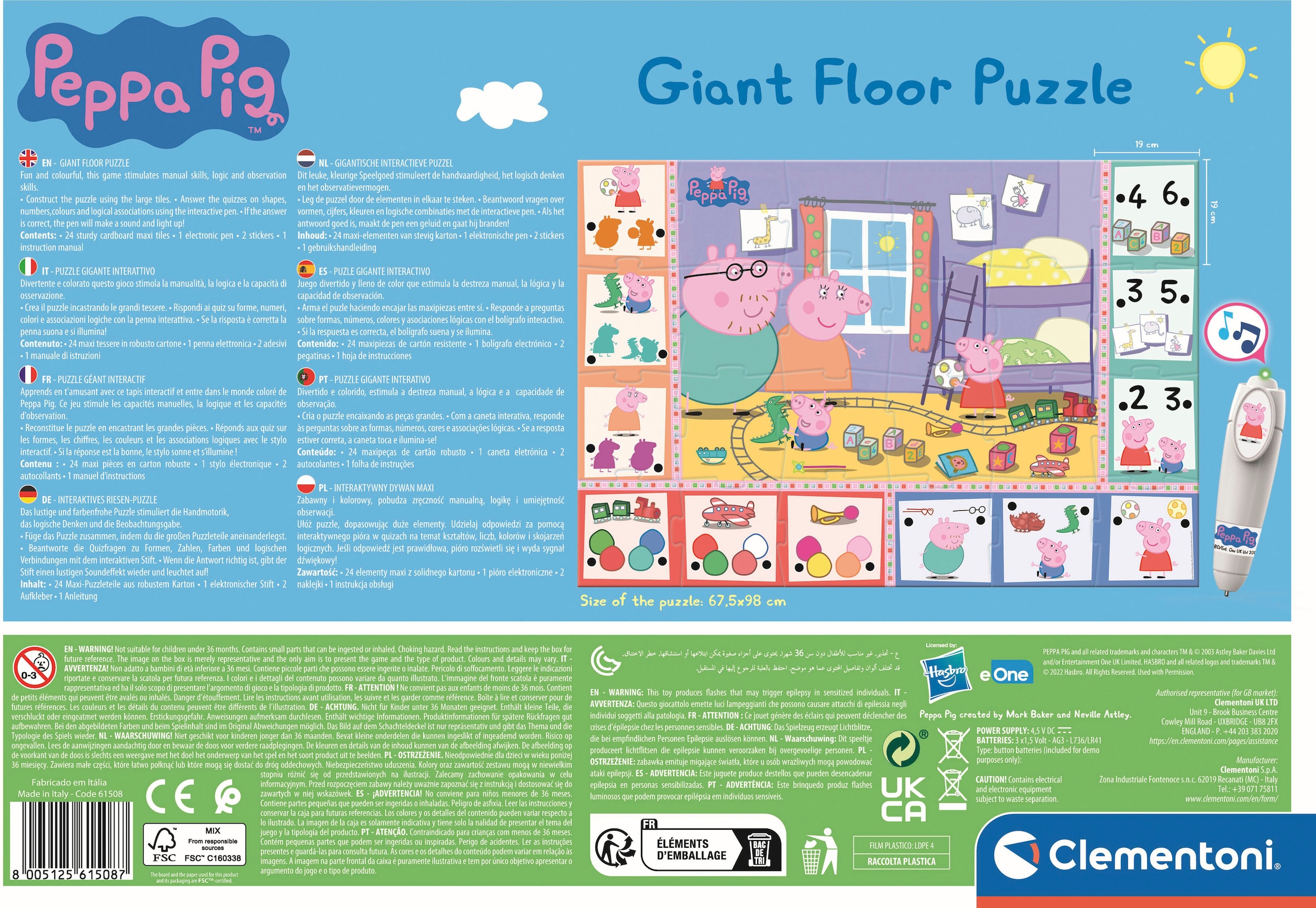Clementoni® Puzzle »Quiz-Bodenpuzzle Peppa Pig«, Made in Europe
