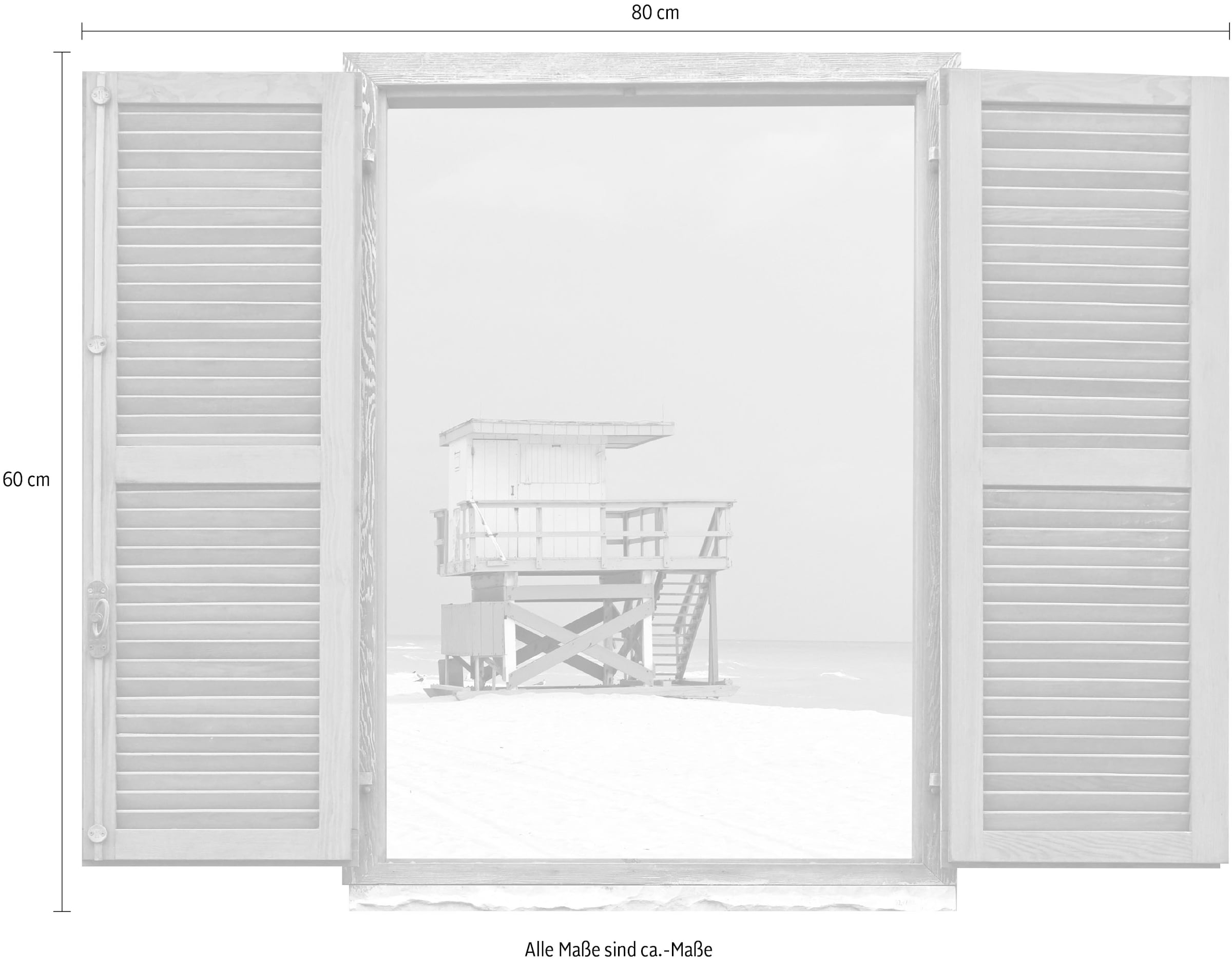 queence Wandtattoo »Strandhäuschen«, (1 St.), Wandsticker, Wandbild, selbstklebend, 3D, Fenster