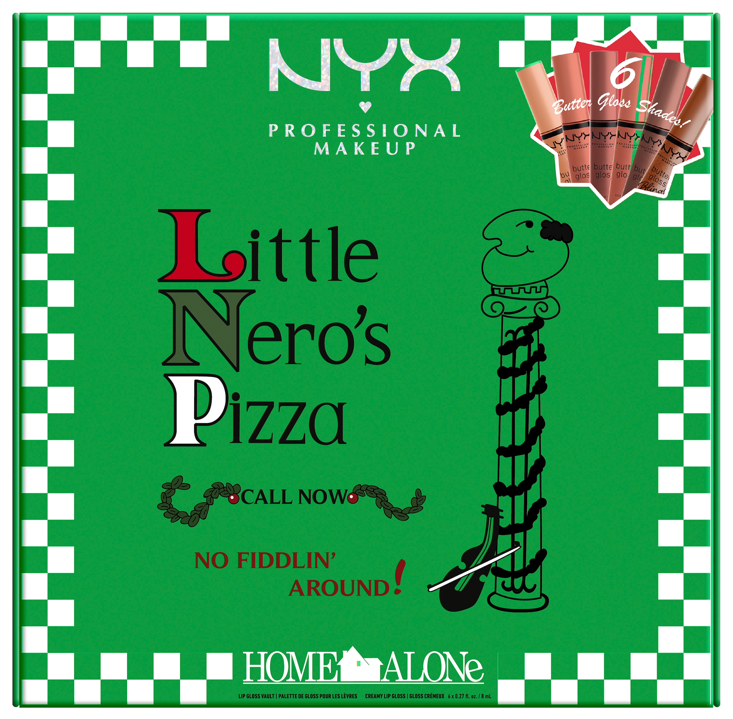 NYX PROFESSIONAL MAKEUP Lipgloss-Set »HOME ALONE BUTTER GLOSS PIZZA VAULT« Butterweiche Textur für geschmeidige, glänzende Lippen