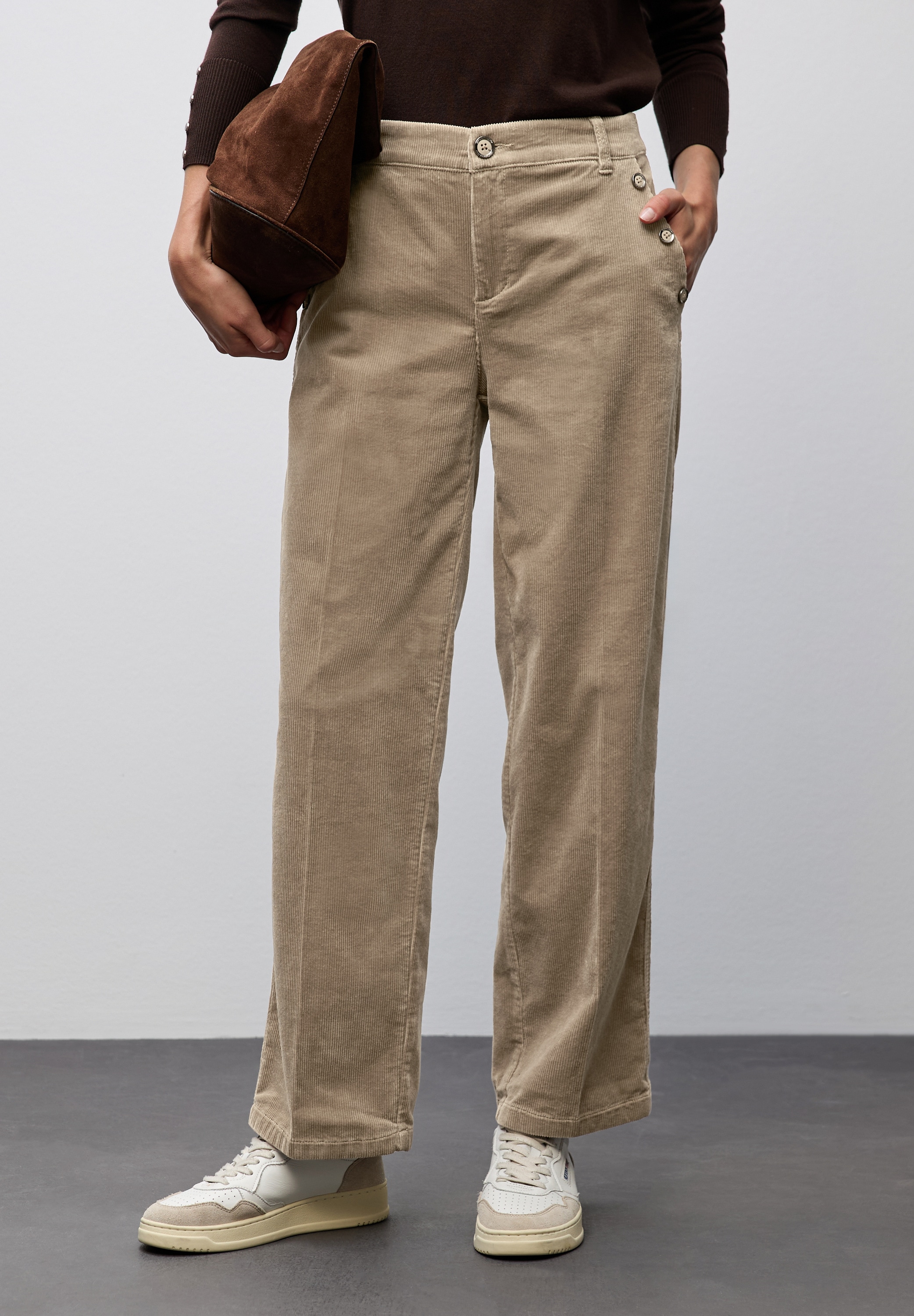 STREET ONE Cordhose  Straight Leg, Mid Waist