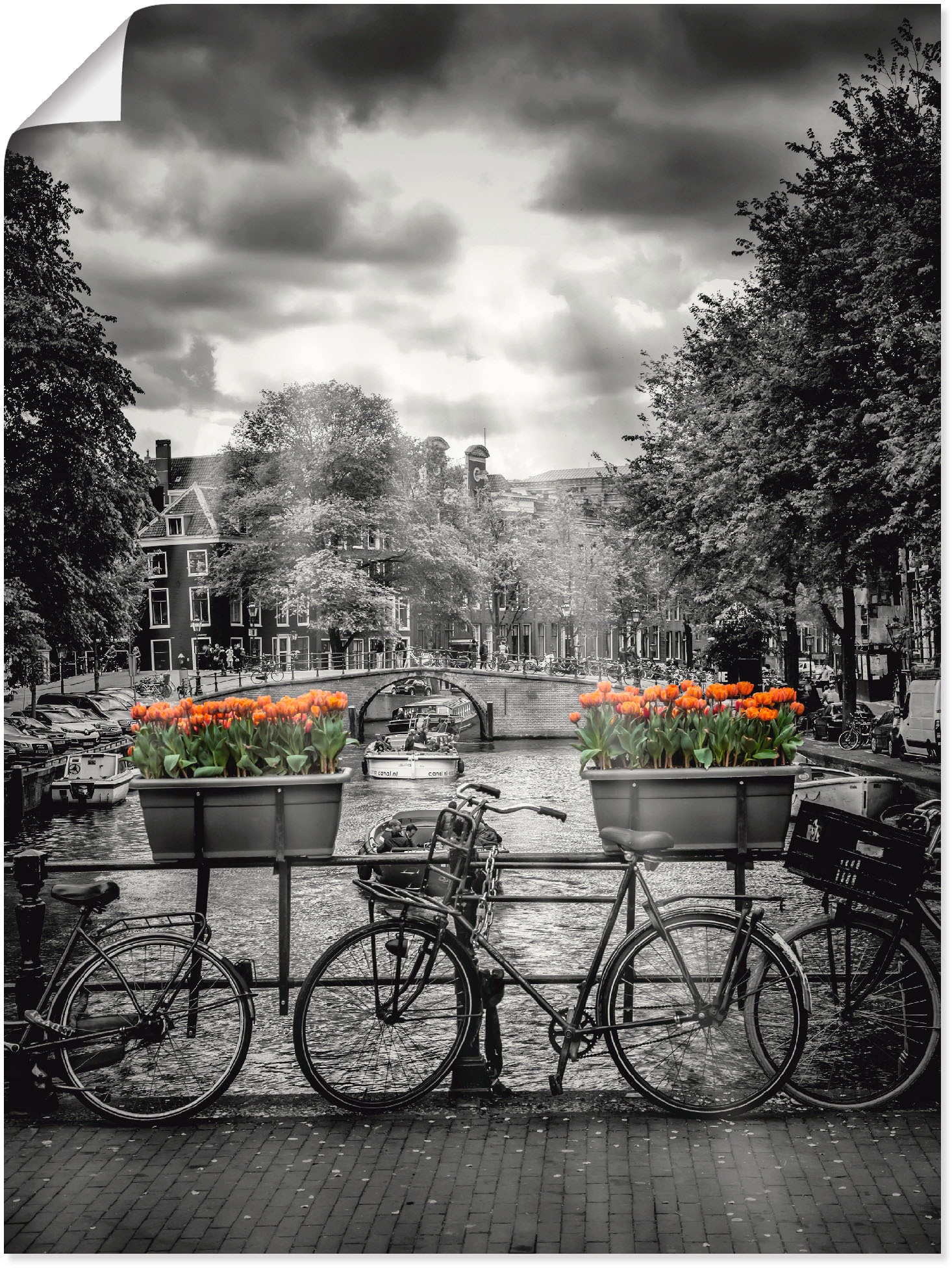Artland Wandbild »Amsterdam Herengracht & Sonnenstrahlen«, Fahrräder, (1 St günstig online kaufen