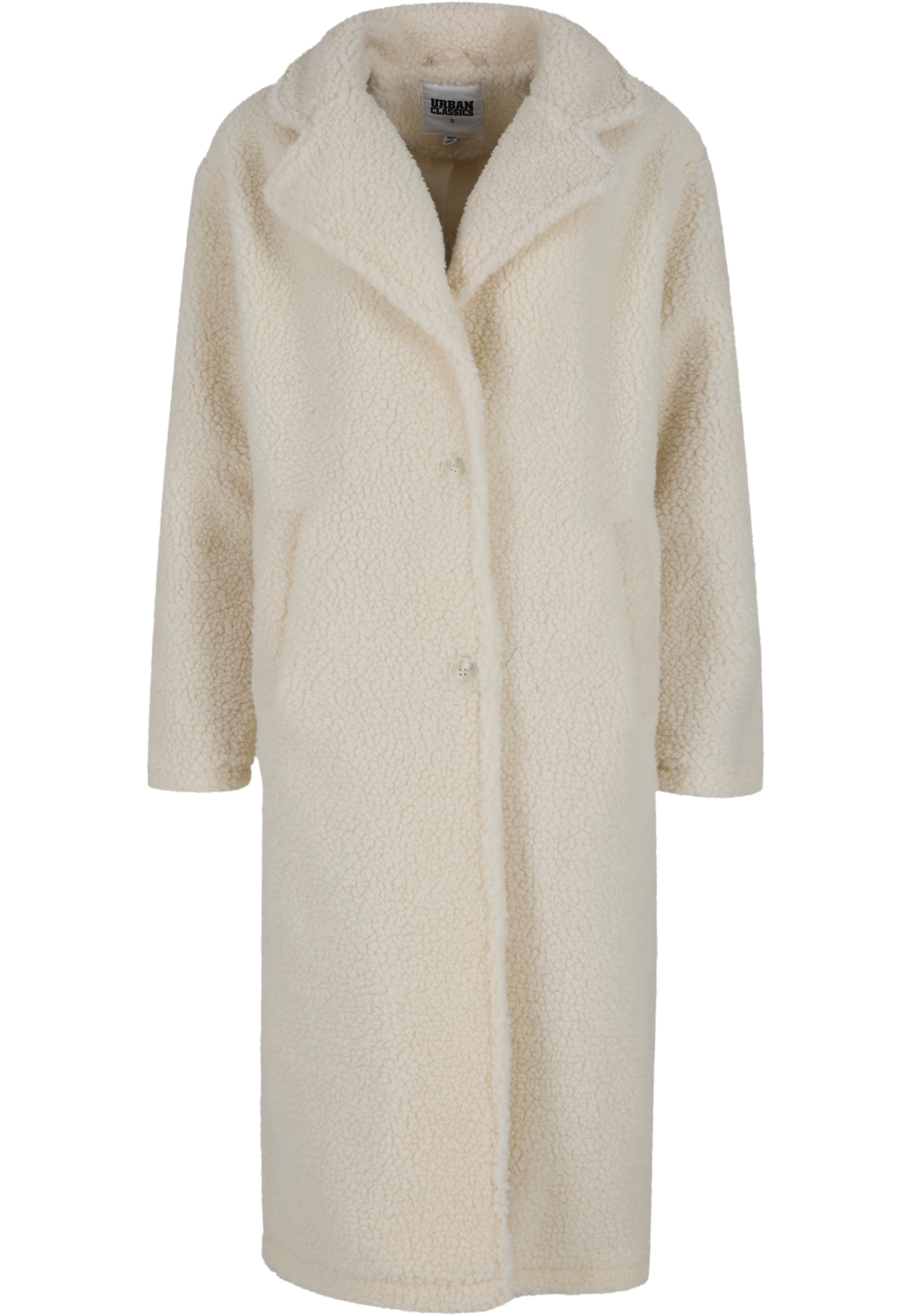 URBAN CLASSICS Winterjacke »Urban Classics Ladies Teddy Long Coat« 1 Stk. tlg. ohne Kapuze