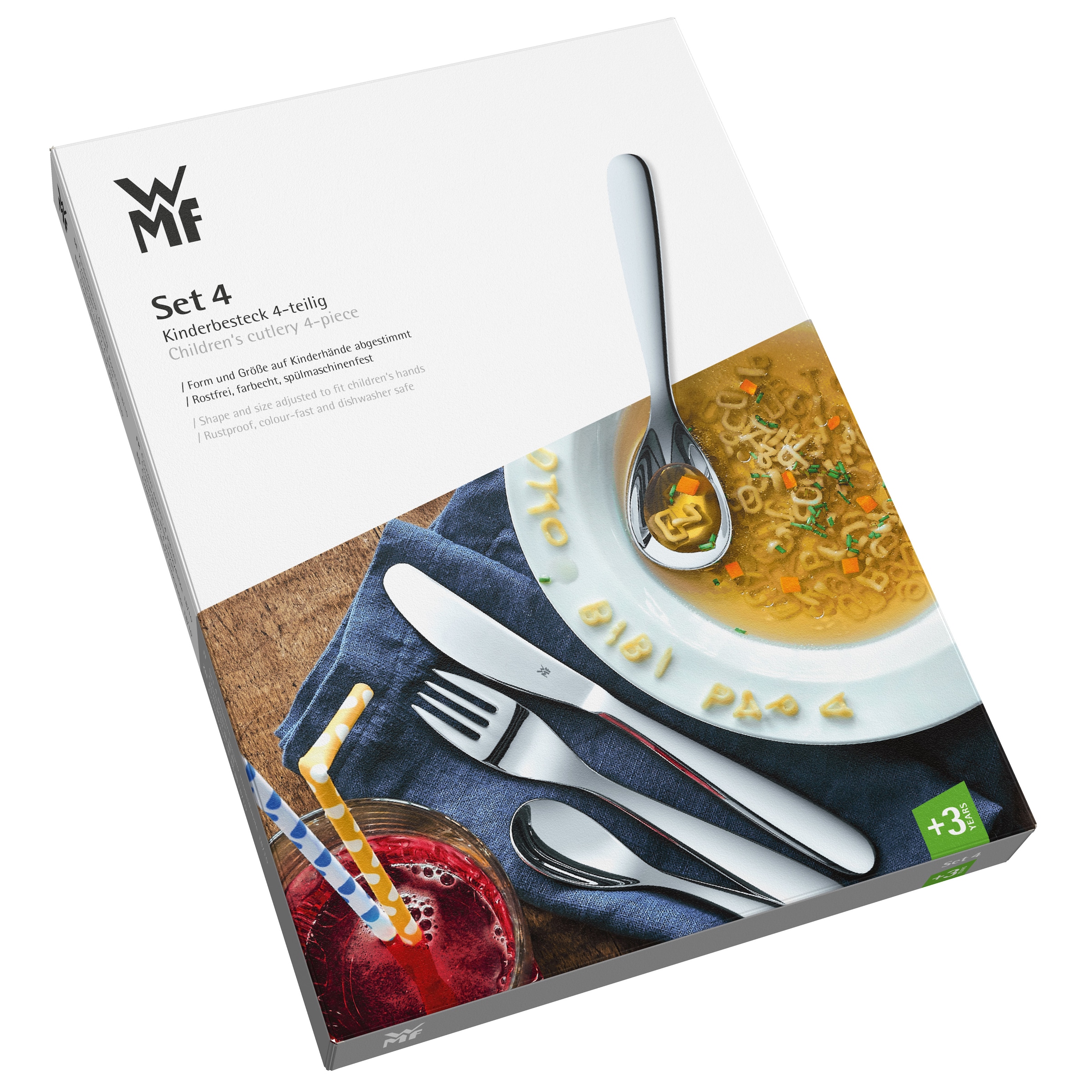 WMF Kinderbesteck »Gravur«, (Set, 4 tlg.), ab 3 Jahren, hygienisch, säurefest