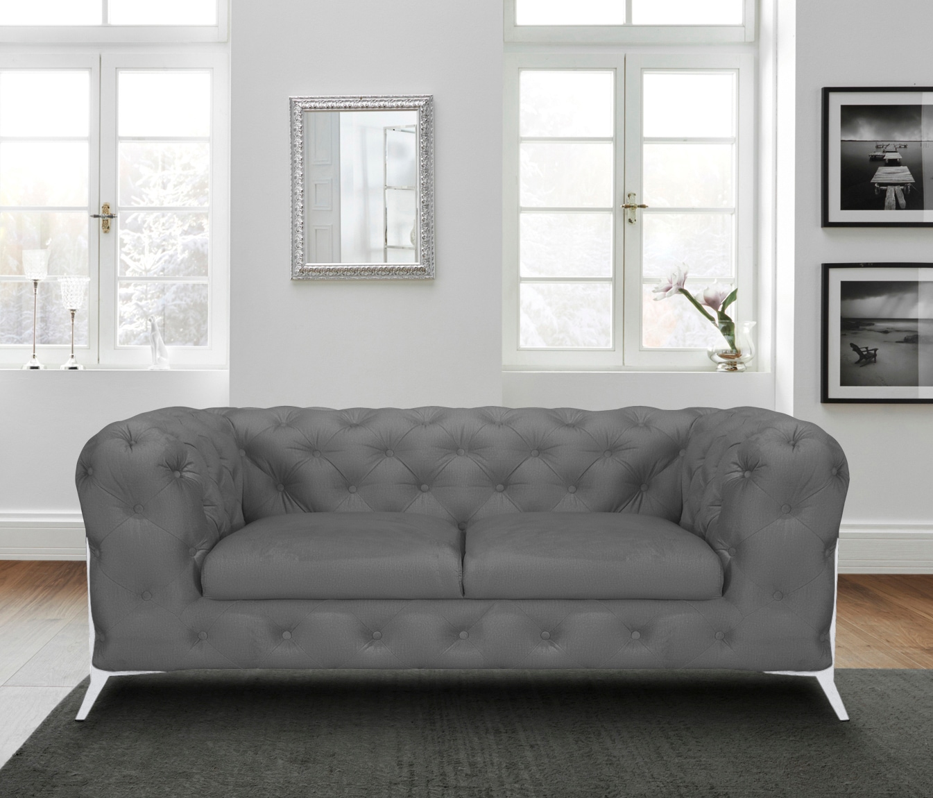Leonique Chesterfield-Sofa »Amaury«, aufwändige Knopfheftung, moderne Chesterfield Optik, Fußfarbe wählbar