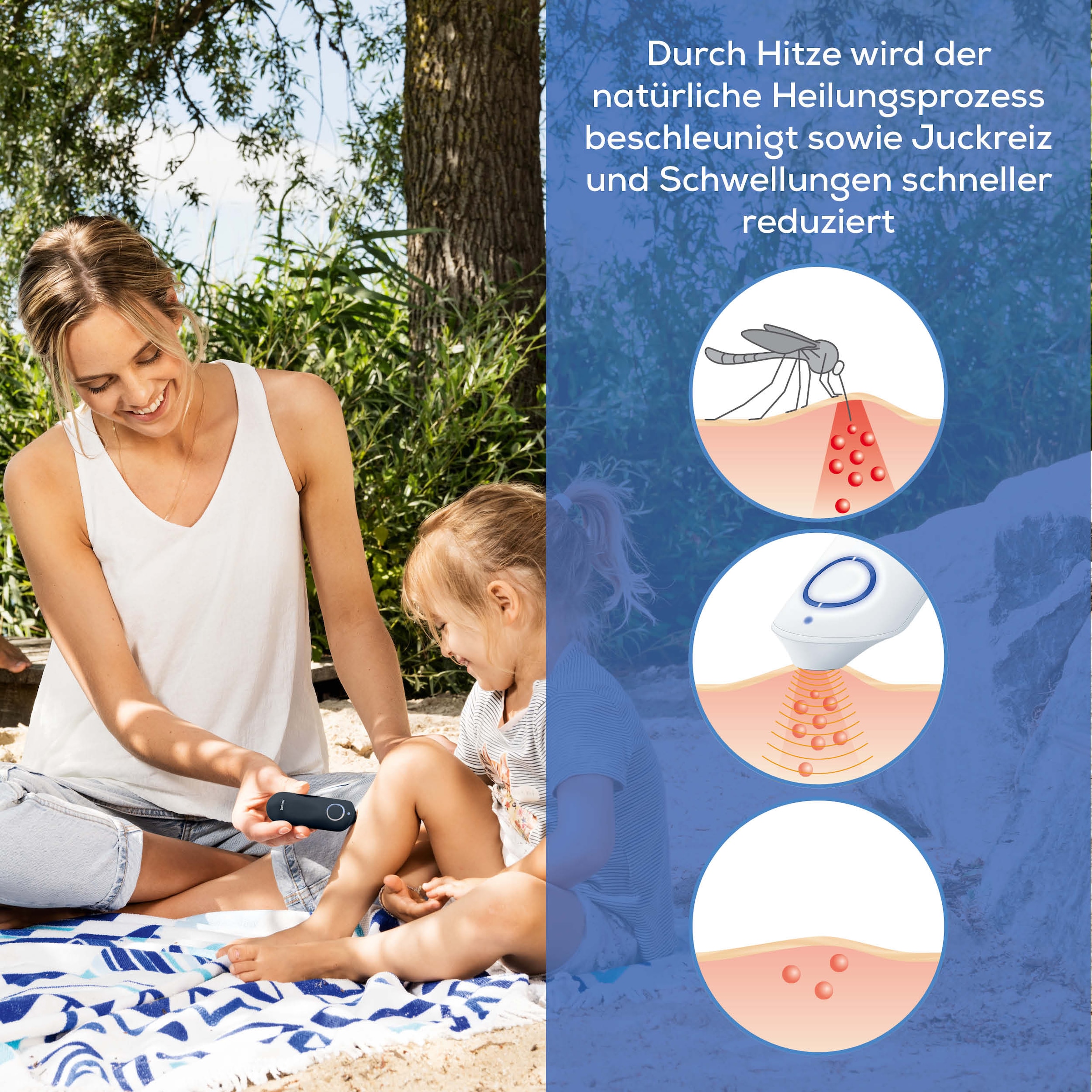 BEURER Insektenstichheiler »BR 65+ Insektenstichheiler, Behandlung von Insektenstichen- und bissen« Kann Juckreiz lindern, ohne chemische Stoffe, klein und handlich