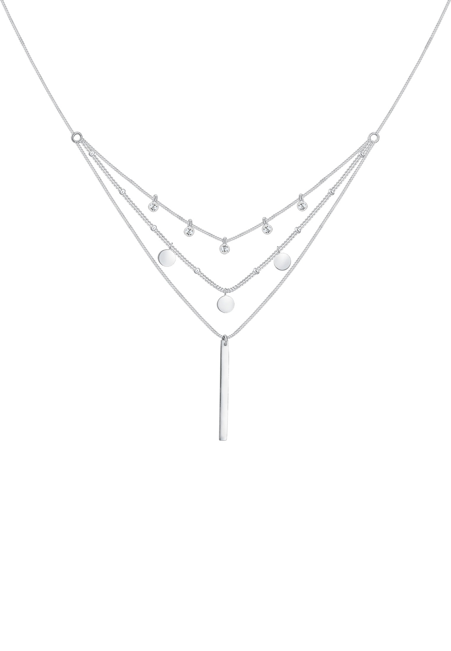 Elli Gliederkette »Layer Glas Kristalle Weiß 925 Sterling Silber«