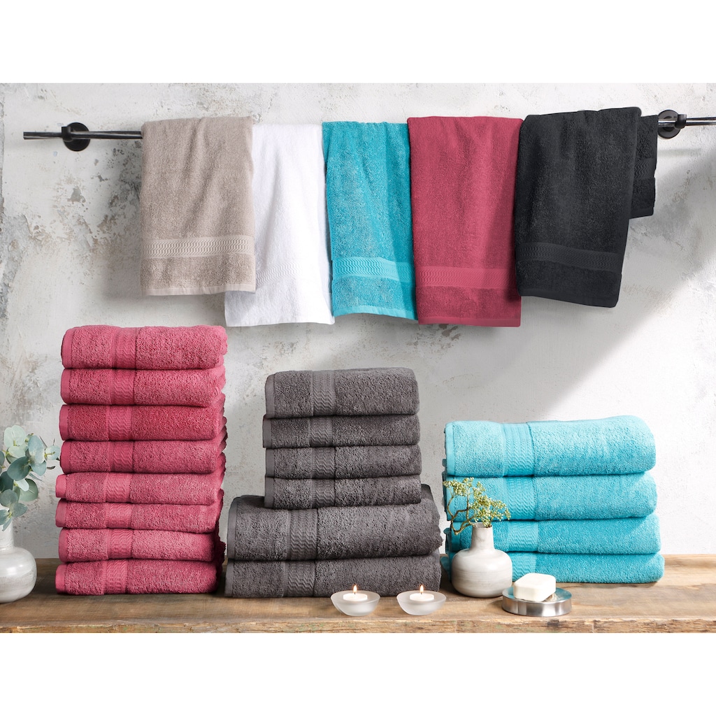 my home Handtücher »Juna«, (8 St.), Set und als Serie, Handtuch-Set 50x100cm mit Bordüre, 100% Baumwolle