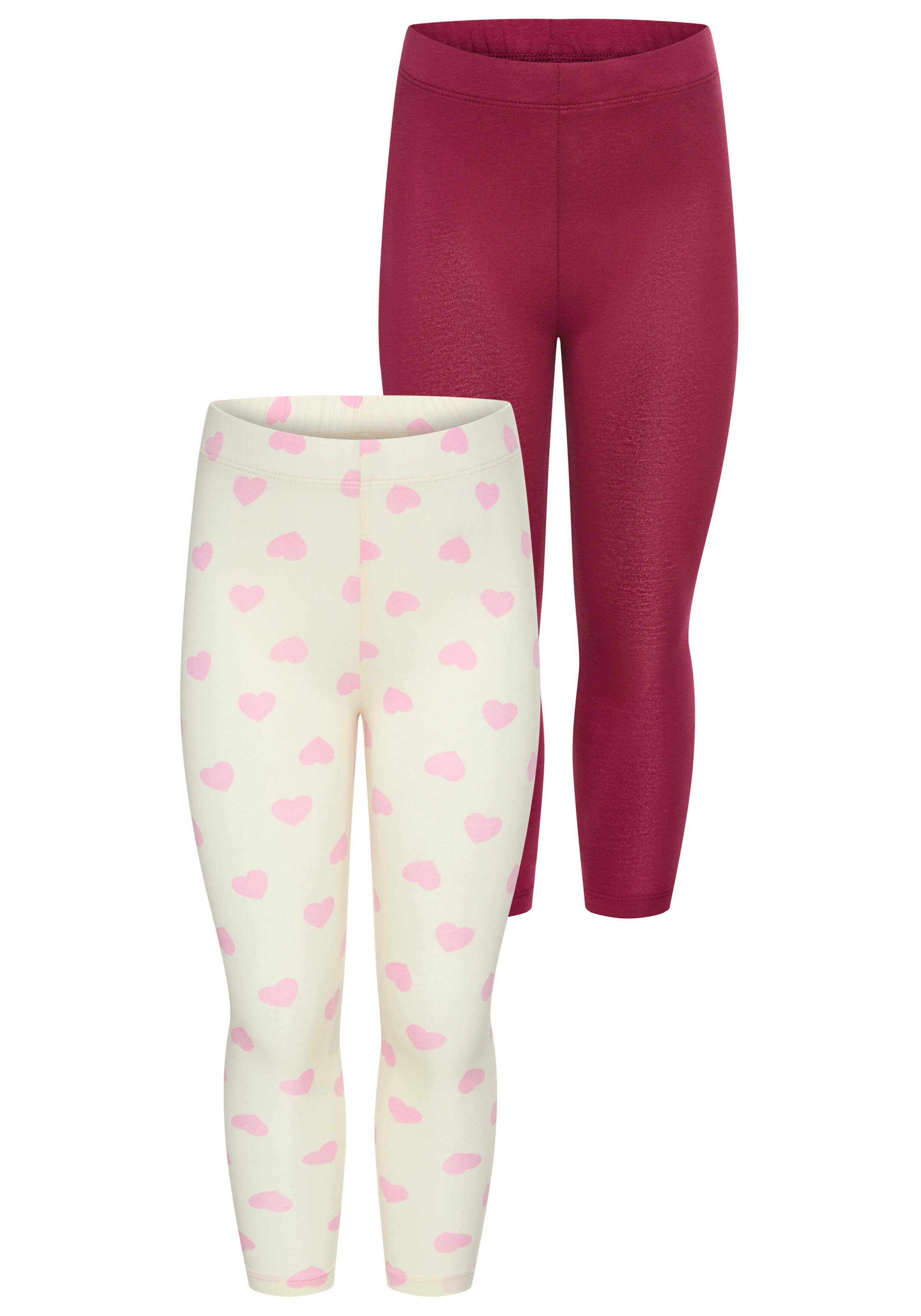 KIDSWORLD Leggings »2er Pack Uni + Herz-Drucken Leggings«  2er Pack Leggings mit Herzen