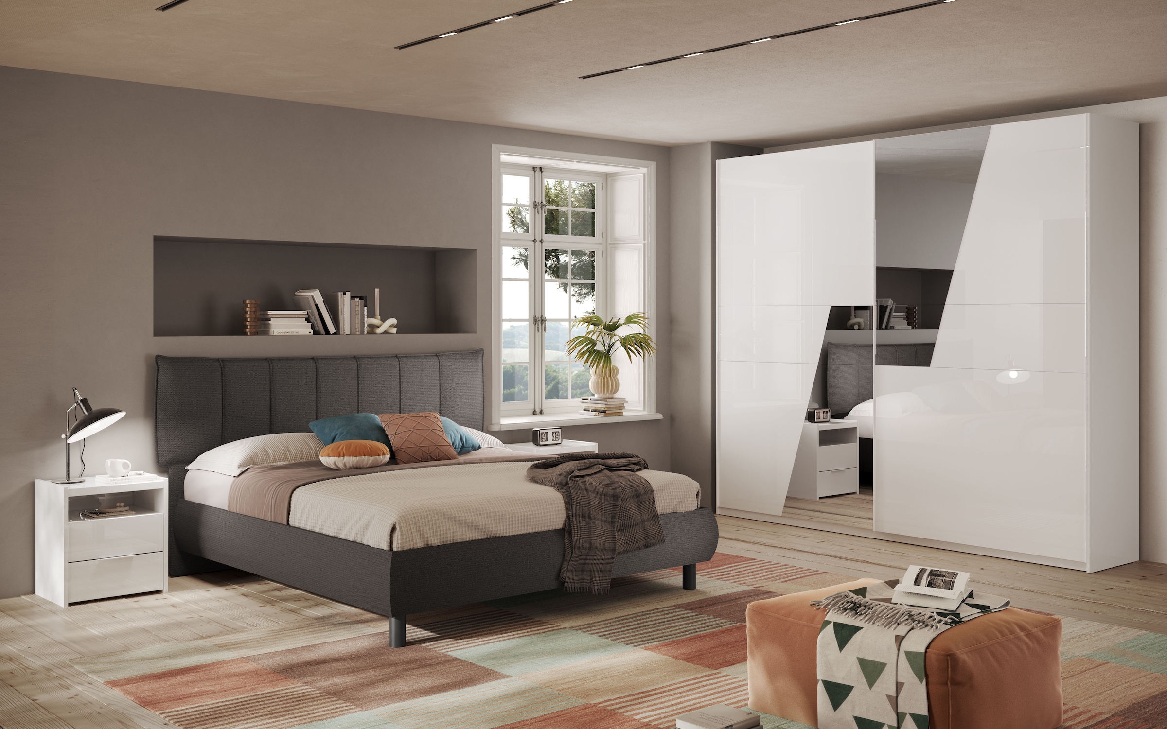 INOSIGN Nachtkommode »Malmo, Nachtschrank 2er Set, B/T/H 52/40/58 cm, mit 2 Schubkästen,«, (Set, 2 Nachtkommoden), offene Ablage, Top 22 mm stark, Metallgriff, Weiss Hochglanz Lack