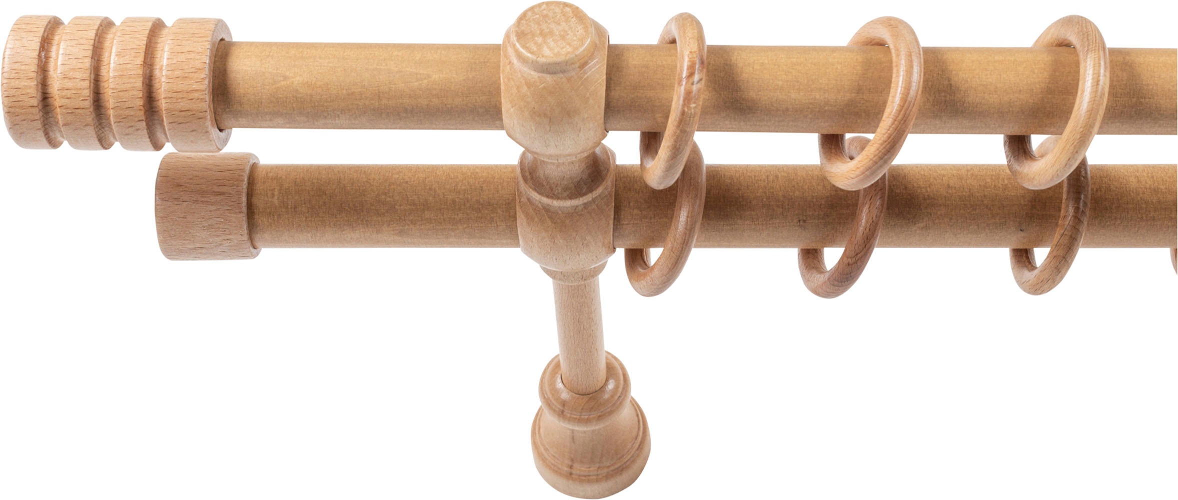 SN DECO GROUP Gardinenstange »Pisa« 2 läufig-läufig Fixmaß 28 mm, Holz, verschiedene Längen und Farben, Komplettset