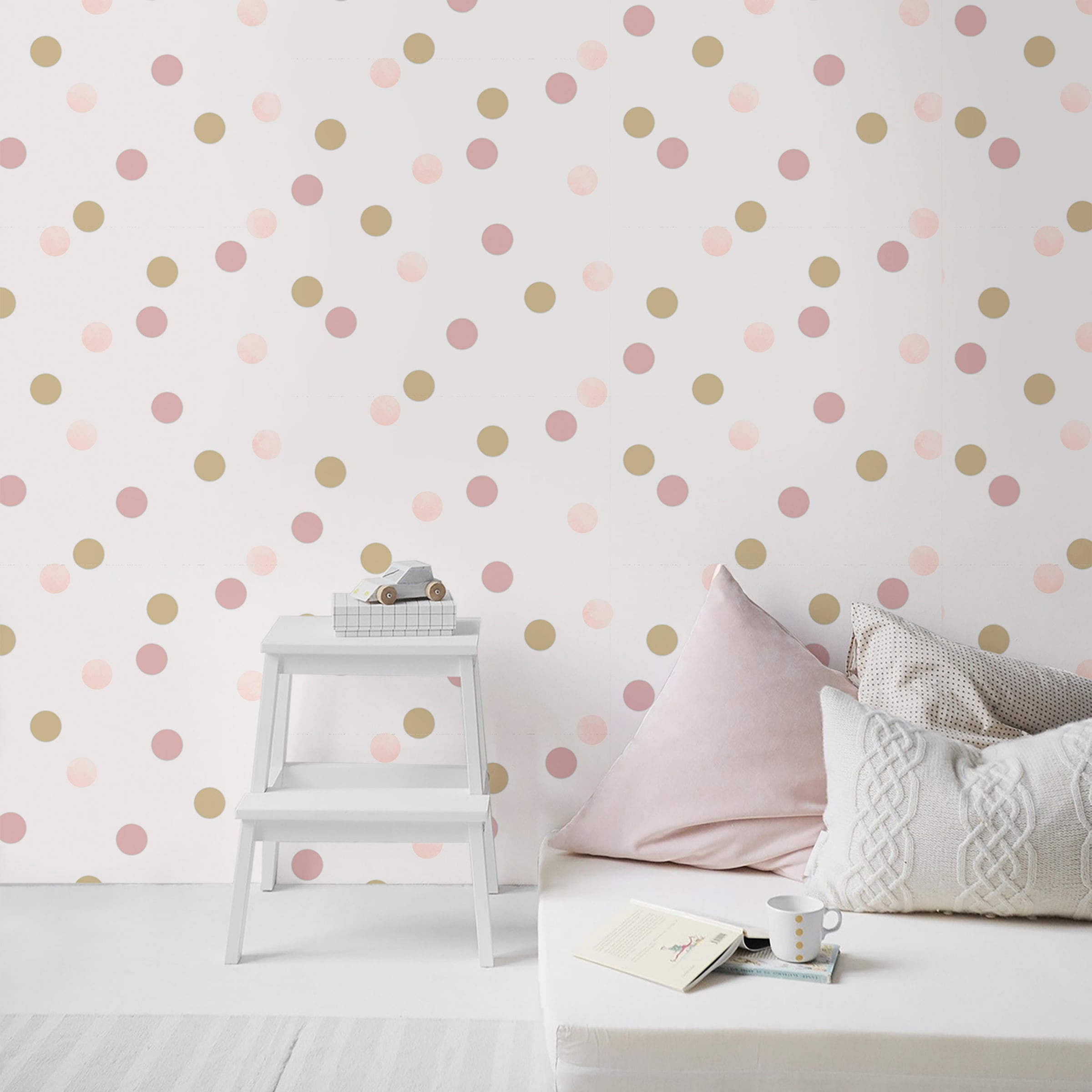Art for the home Vliestapete »Punkte«, Rosa/Gold - 10mx53cm