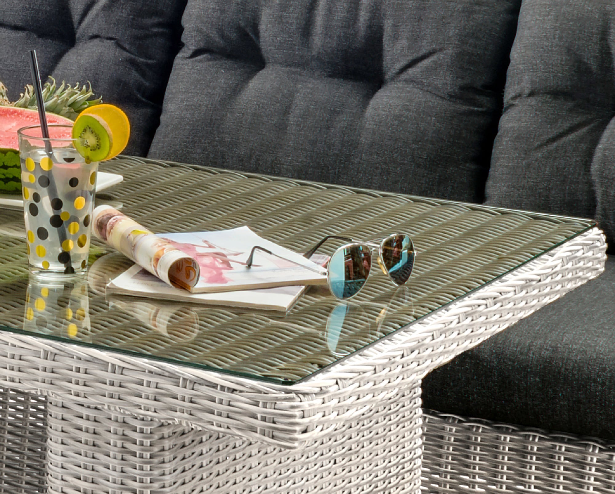 Destiny Gartenlounge-Set »RIVIERA«, (16 tlg., 2x Schenkel, 1x Tisch, inkl. Auflagen), Aluminium, Polyrattan