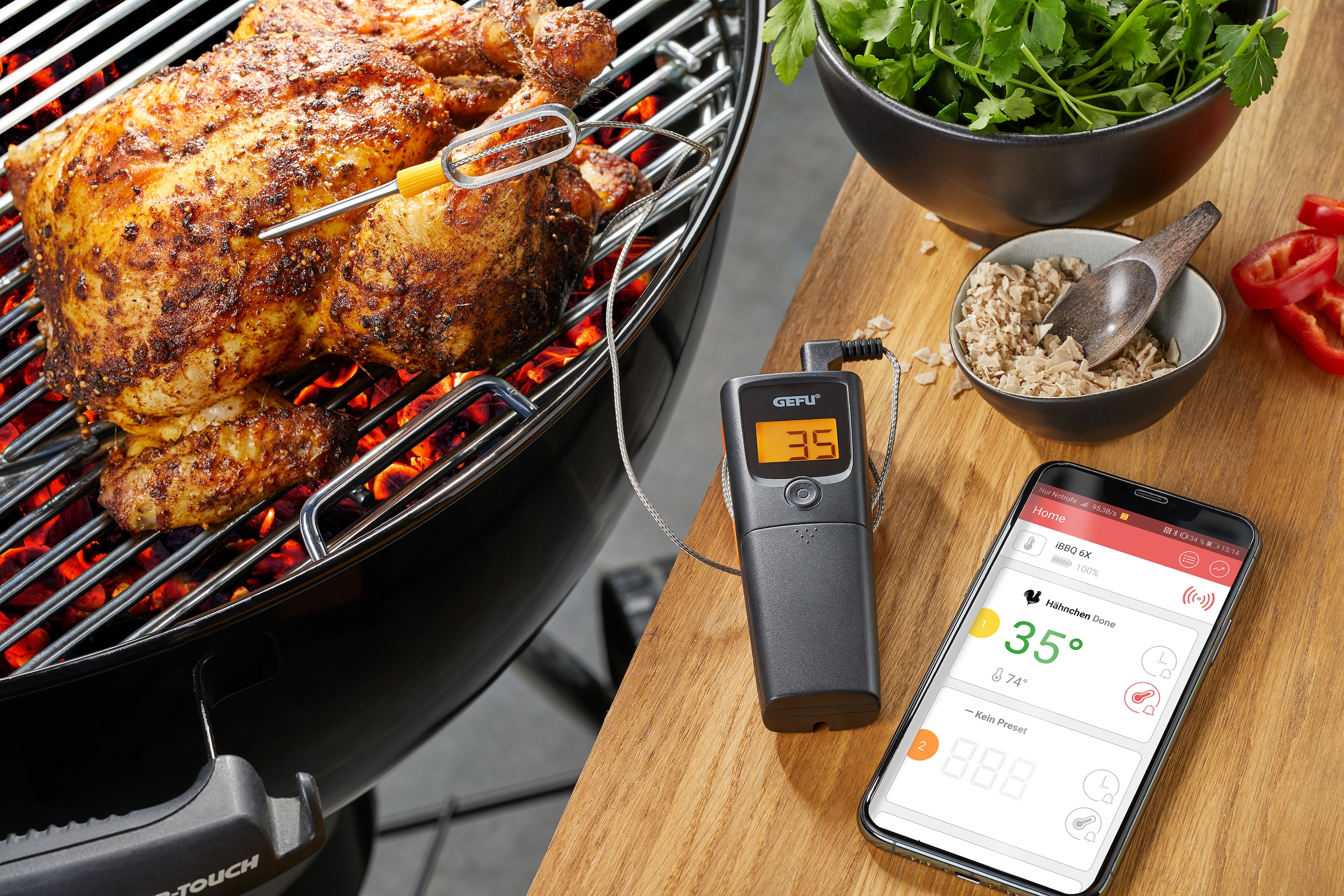 GEFU Grillthermometer »CONTROL«, App-gesteuert mit bis zu 30 Meter Reichweite in Echtzeitübertragung