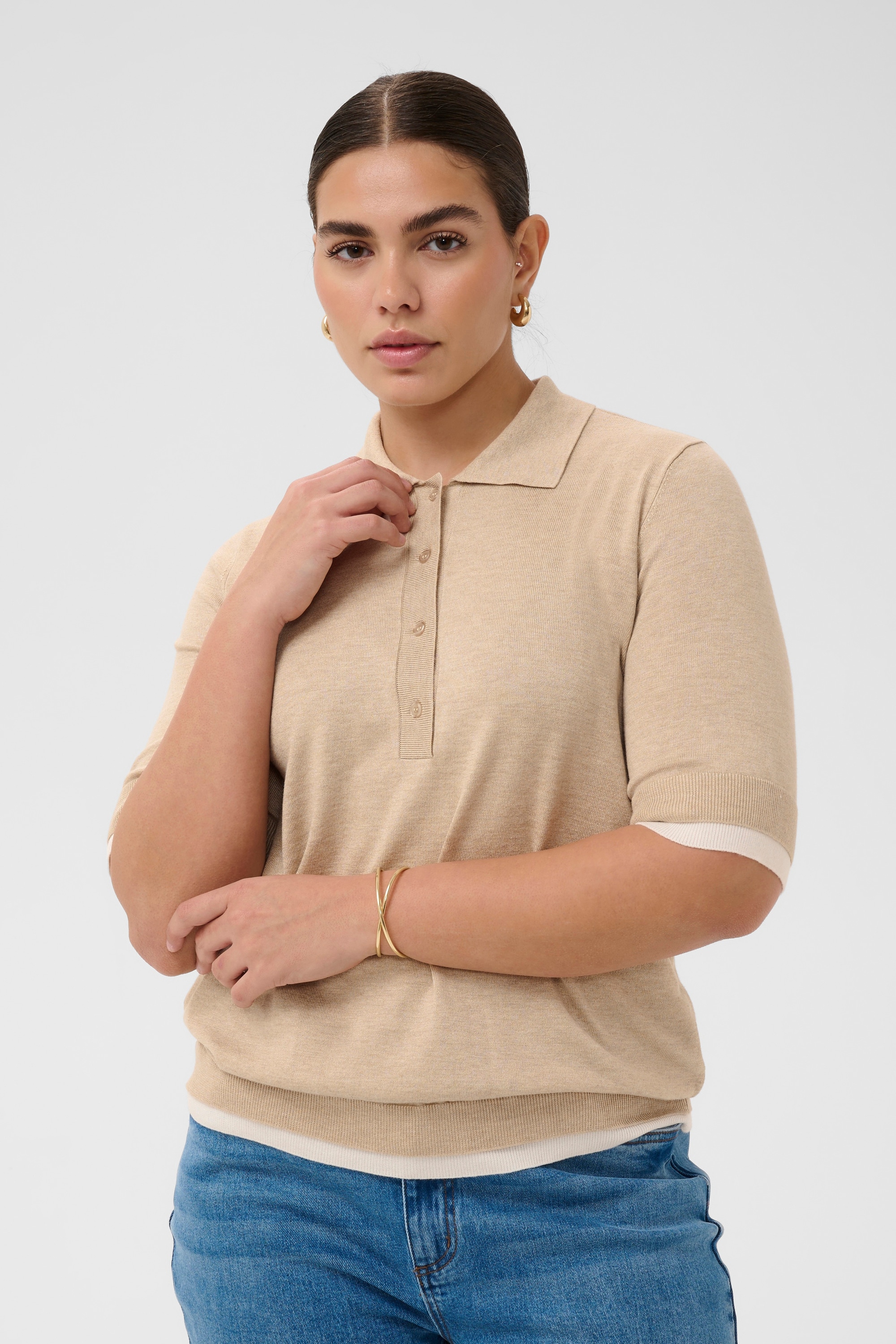 KAFFE Curve Blusentop »Damen Poloshirt KClizzy«