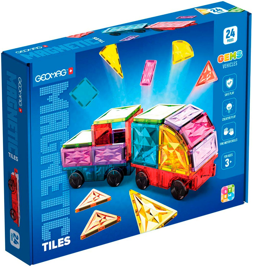 GEOMAG Magnetspielbausteine »Magnetic Tiles Gems Vehicles« bunt