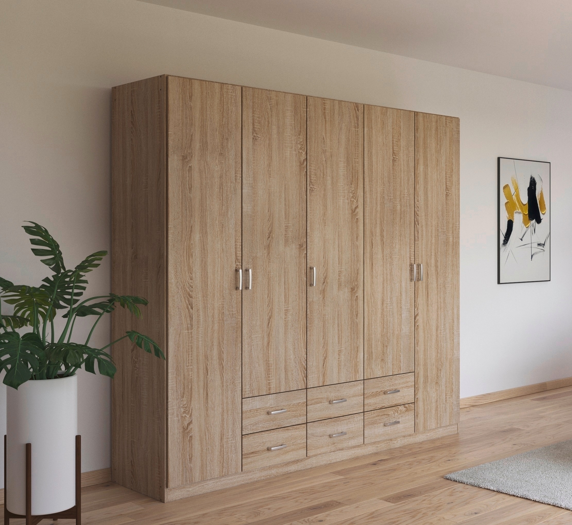 rauch Drehtürenschrank »Kleiderschrank Schrank Garderobe Wäscheschrank GAMMA in 3 Breiten«, mit 6 Schubladen, in schlichtem Design TOPSELLER MADE IN GERMANY